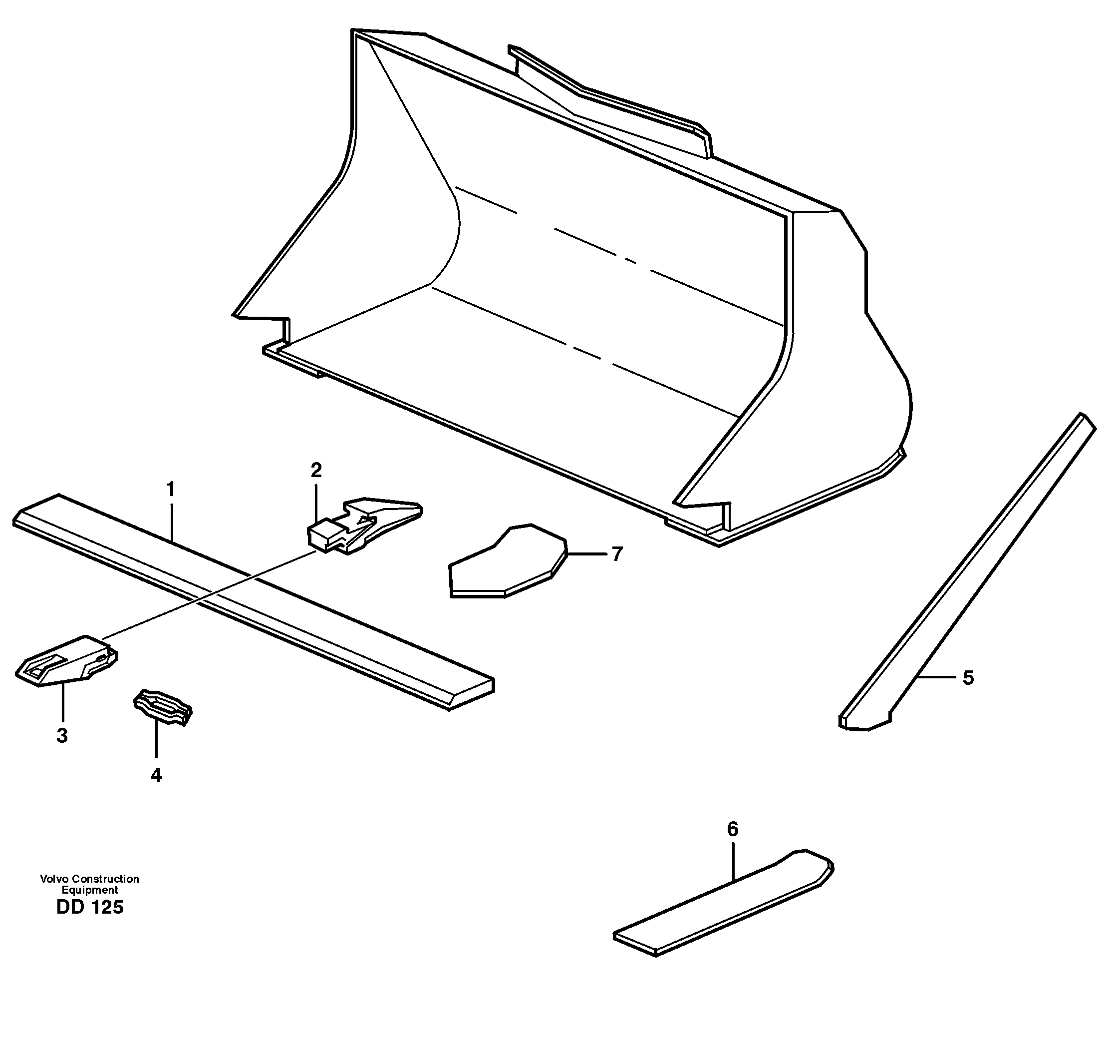 Схема запчастей Volvo EC150 - 15190 Bucket, straight with teeth ATTACHMENTS ATTACHMENTS BUCKETS