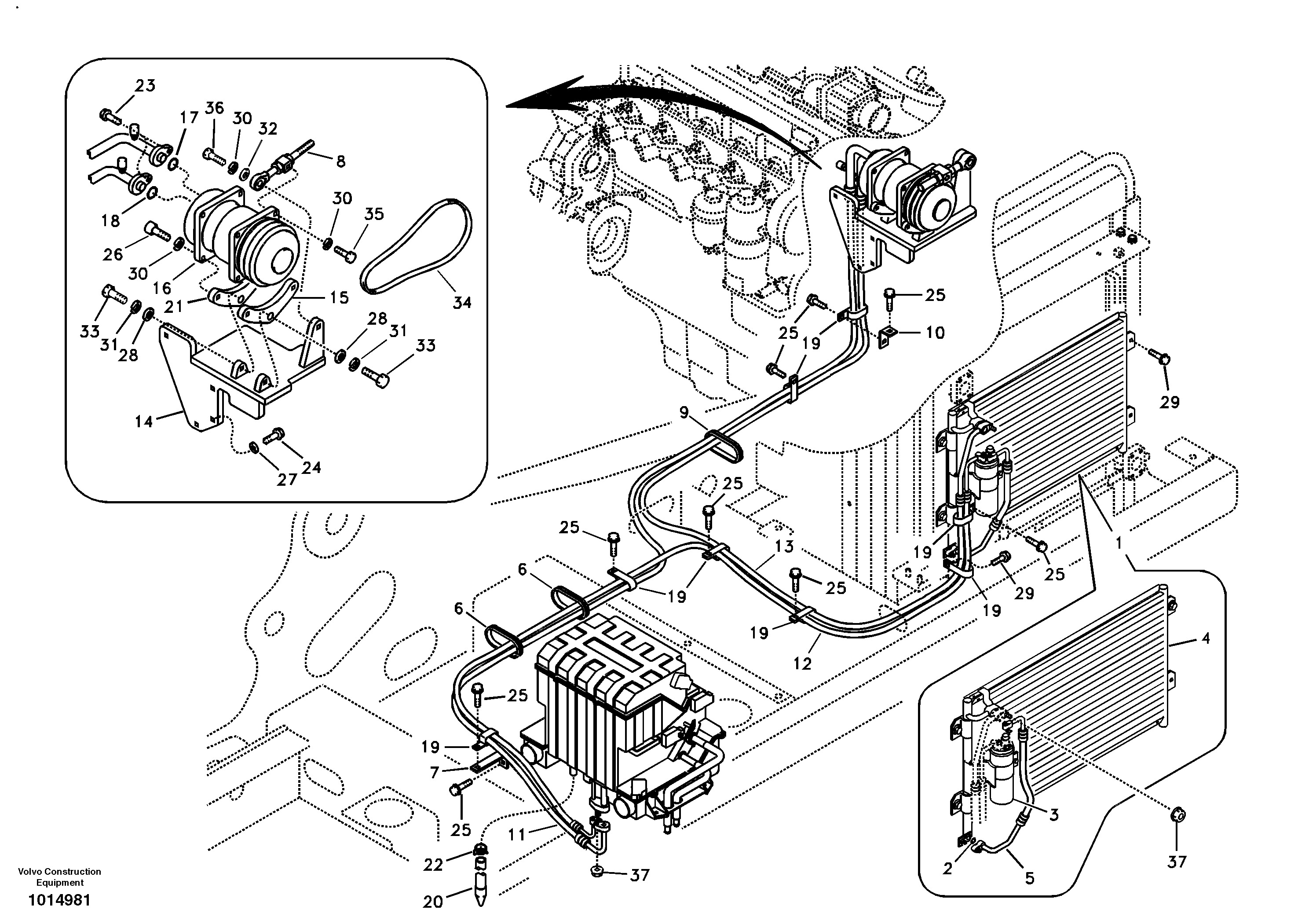 Схема запчастей Volvo EC160B - 72672 Air conditioning unit line EC160B