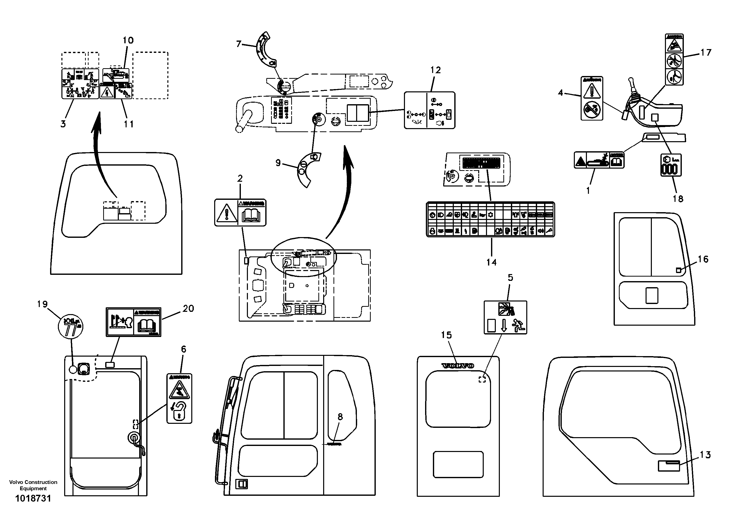 Схема запчастей Volvo EC160B - 95110 Decal, inner location EC160B