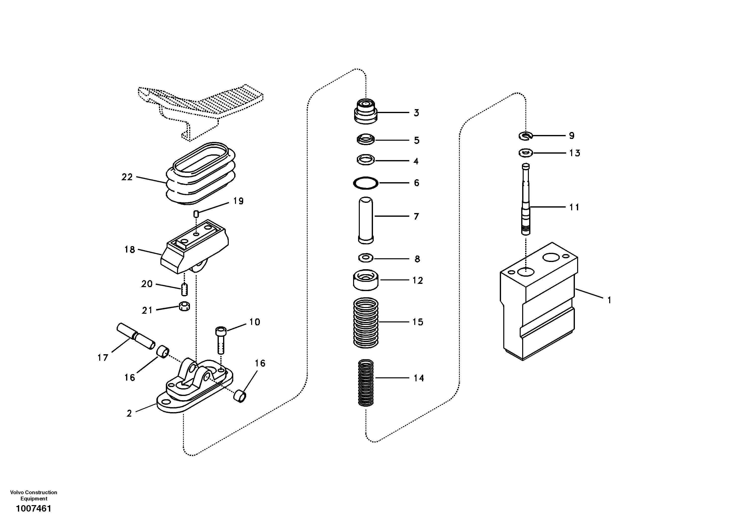 Схема запчастей Volvo EC160B - 9741 Working hydraulic, remote control valve pedal for hammer and shear EC160B