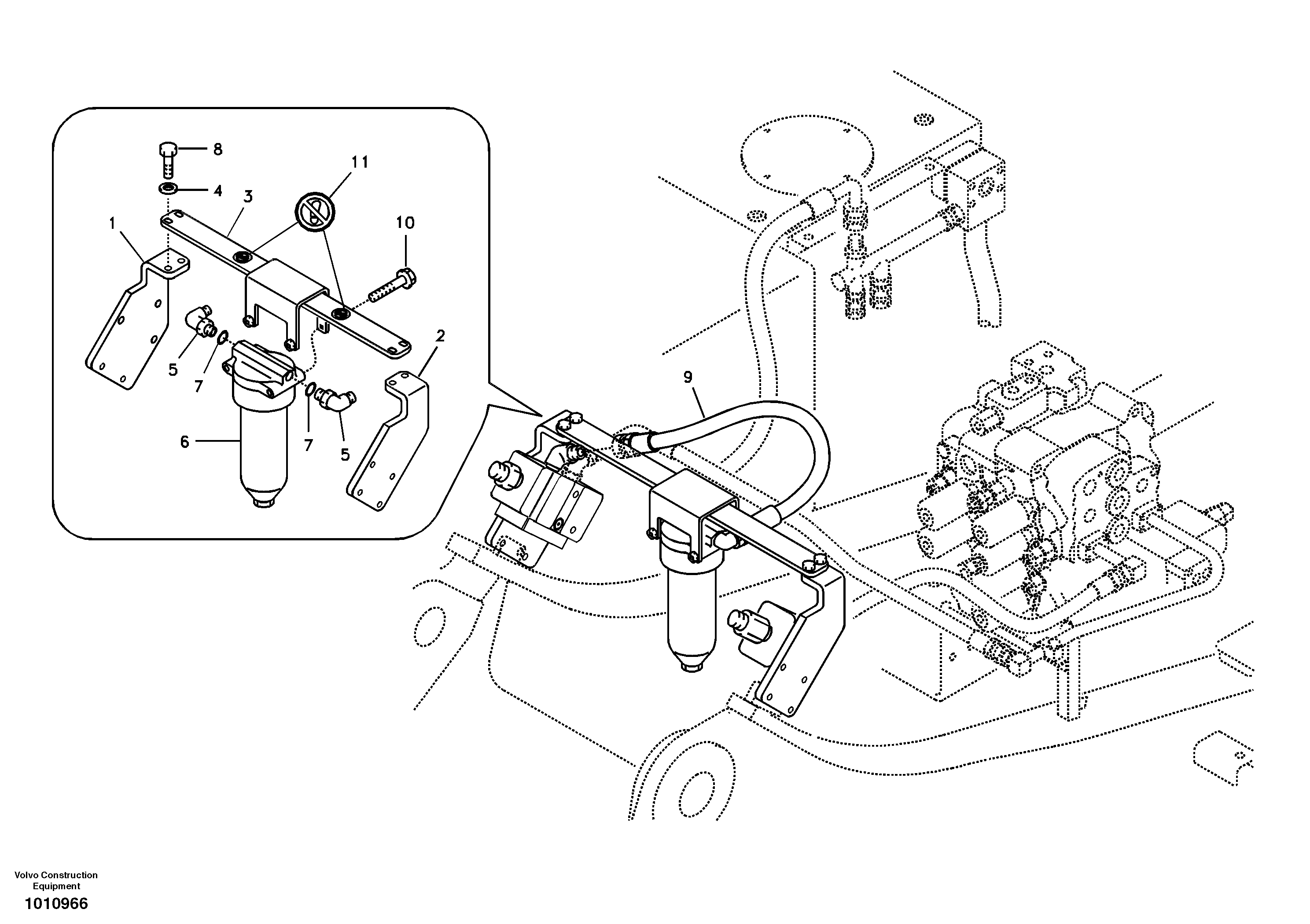 Схема запчастей Volvo EC160B - 10126 Working hydraulic, hammer and shear for return filter EC160B
