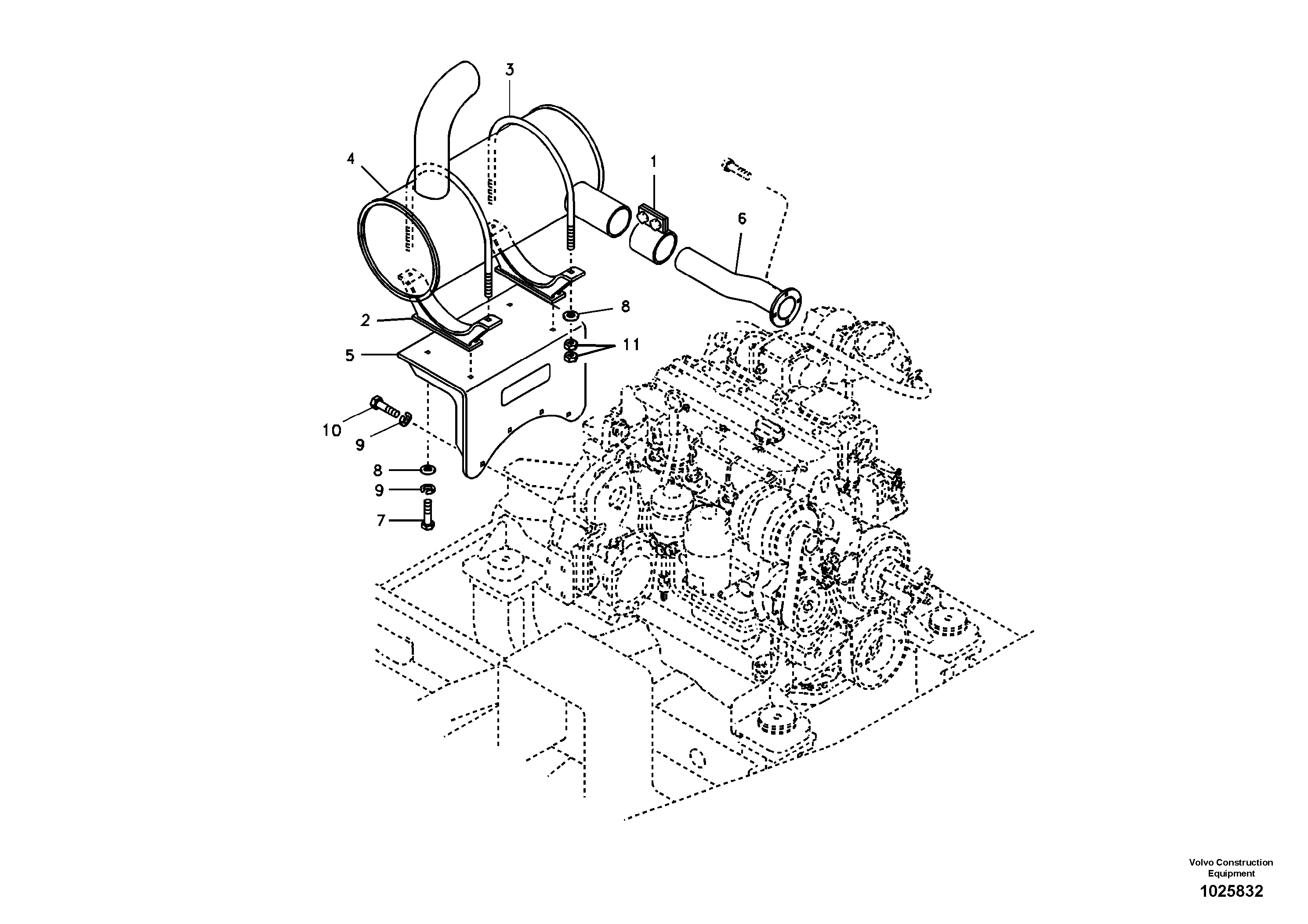 Схема запчастей Volvo EC160B - 11600 Выхлопная система EC160B PRIME S/N 12001-