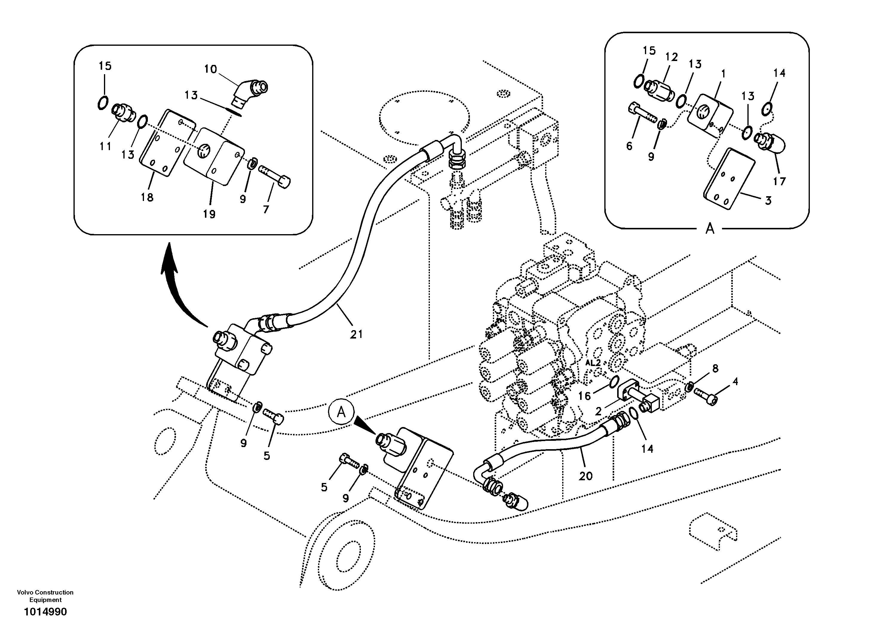 Схема запчастей Volvo EC160B - 61651 Working hydraulic, hammer and shear for upper EC160B
