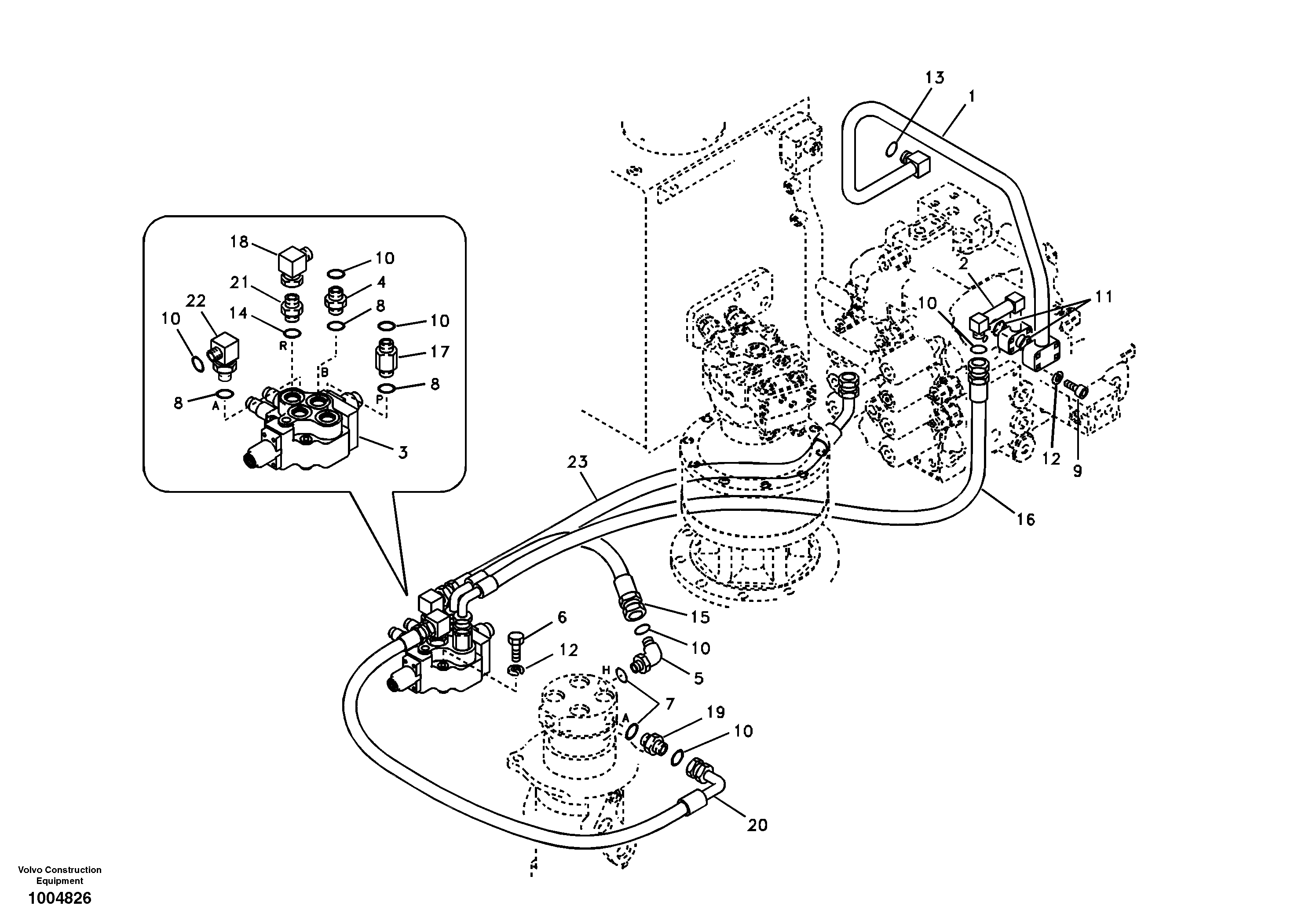 Схема запчастей Volvo EC160B - 8889 Working hydraulic, dozer blade EC160B