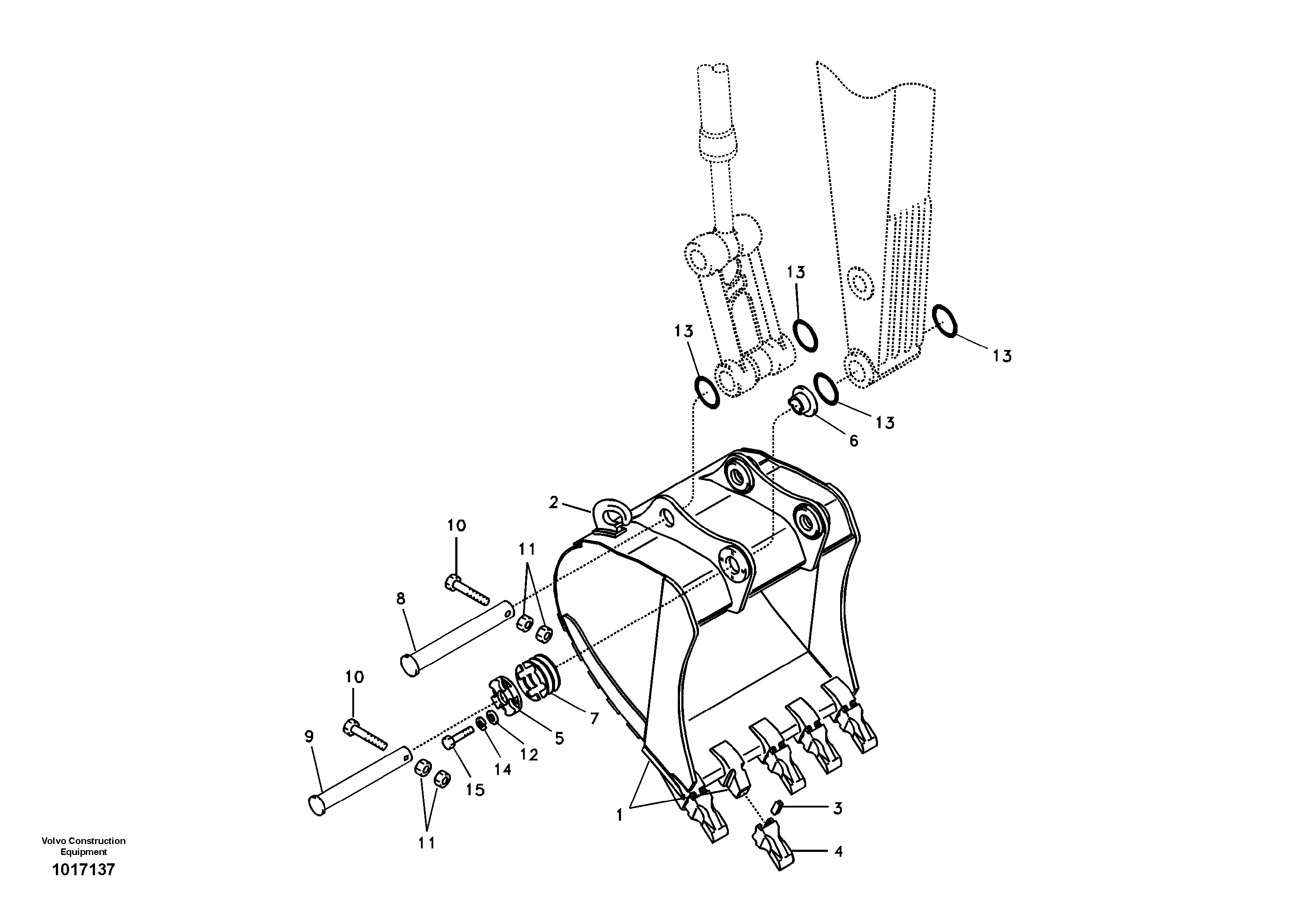 Схема запчастей Volvo EC160B - 17104 Ковш EC160B