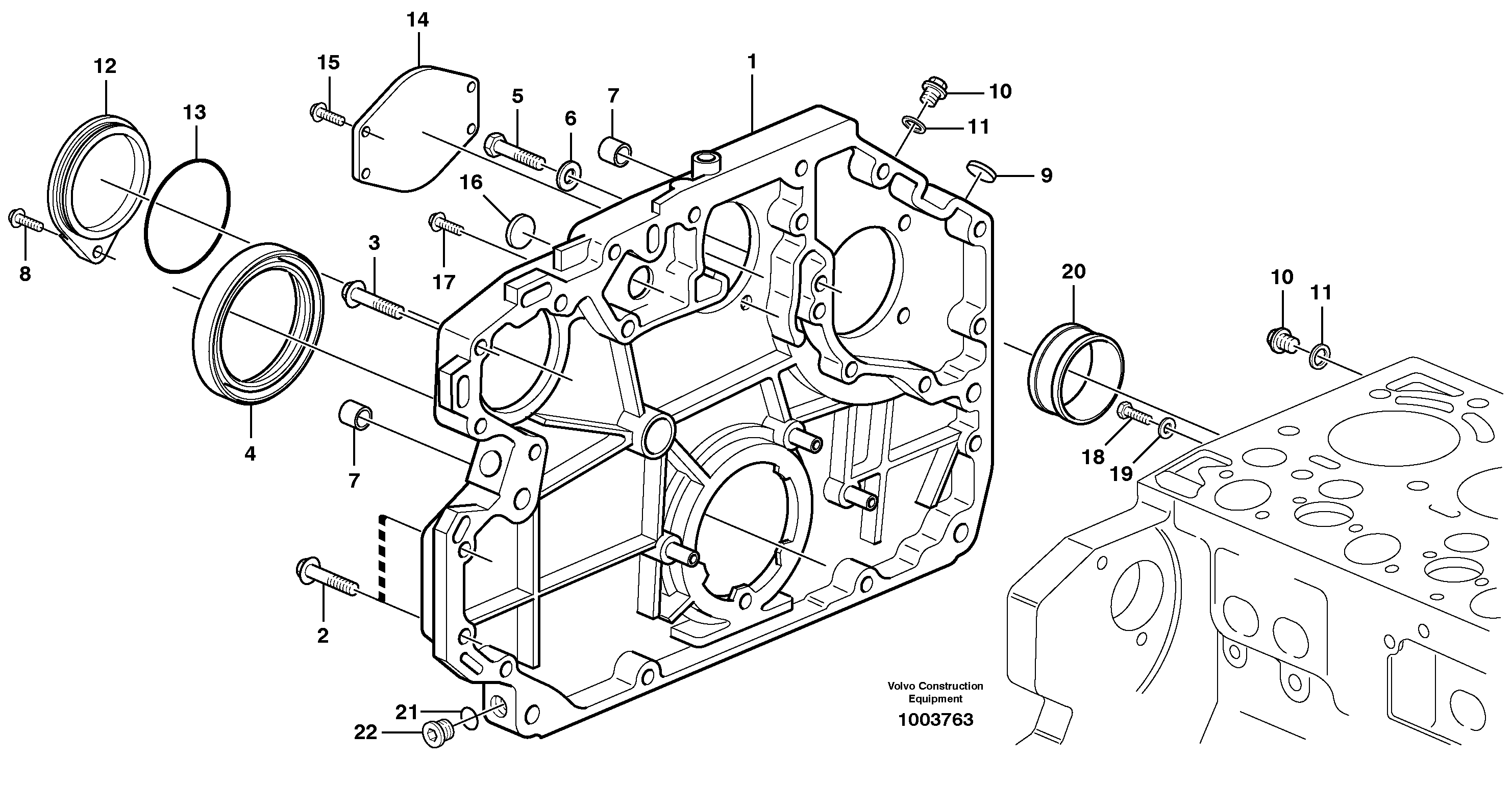 Схема запчастей Volvo EC160B - 98655 Timing gear casing and gears EC160B