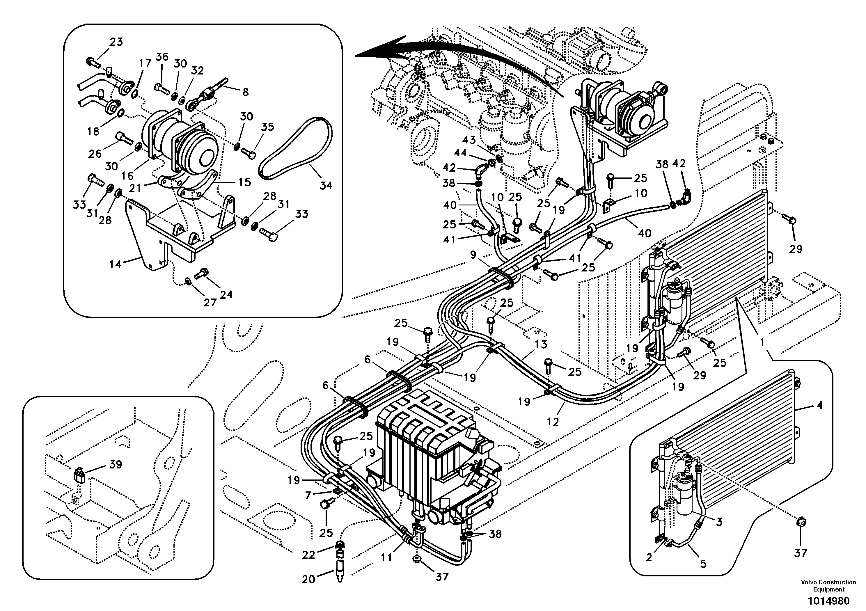 Схема запчастей Volvo EC160B - 75827 Air conditioning line, cooling and heater EC160B PRIME S/N 12001-