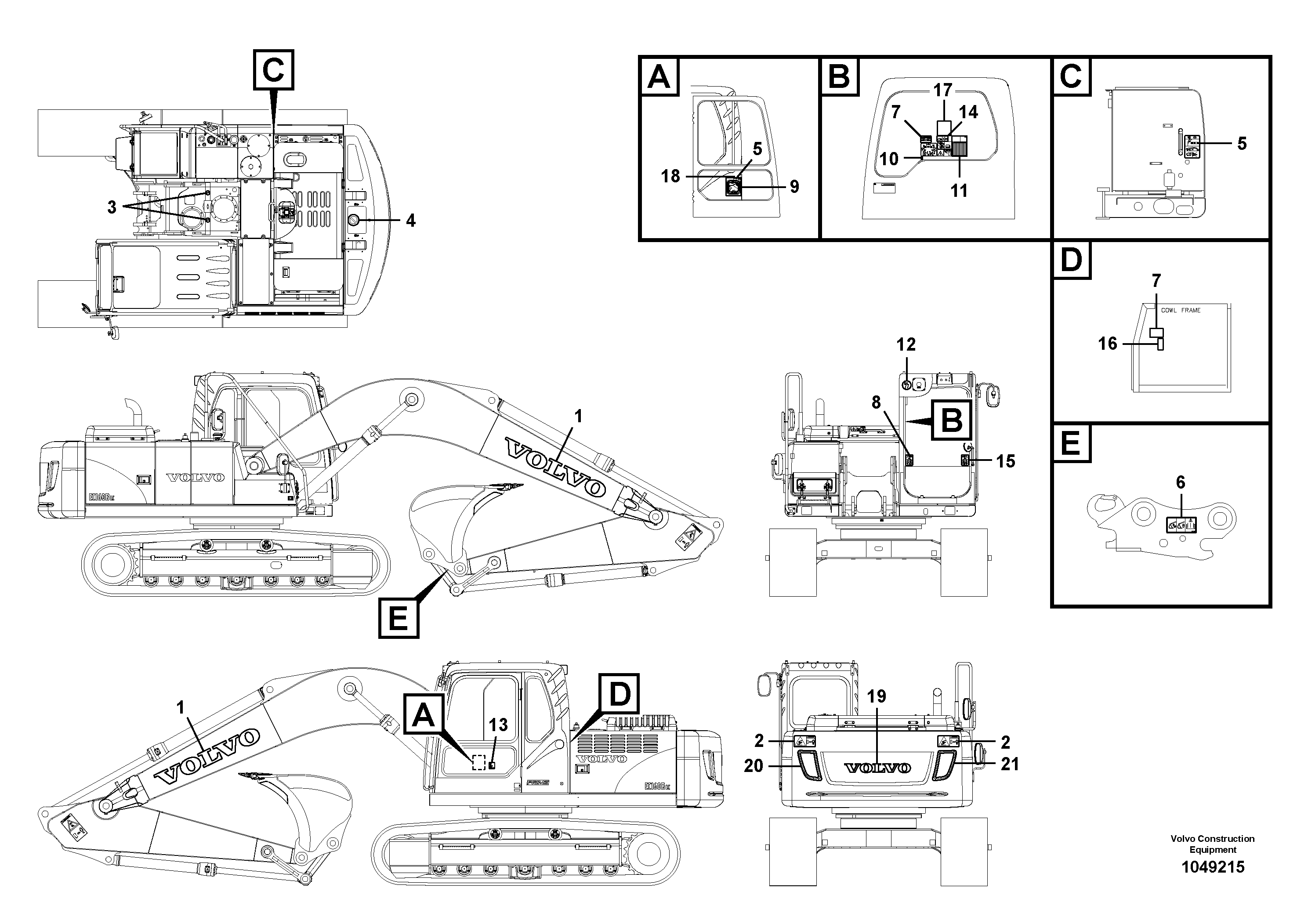 Схема запчастей Volvo EC160B - 81133 Decals EC160B PRIME S/N 12001-