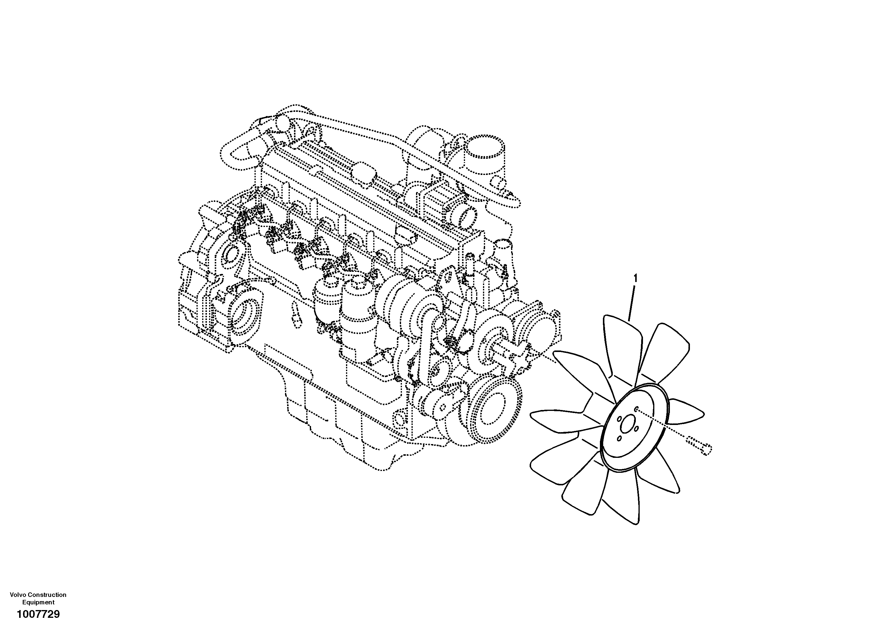 Схема запчастей Volvo EC160B - 10695 Cooling fan mounting EC160B
