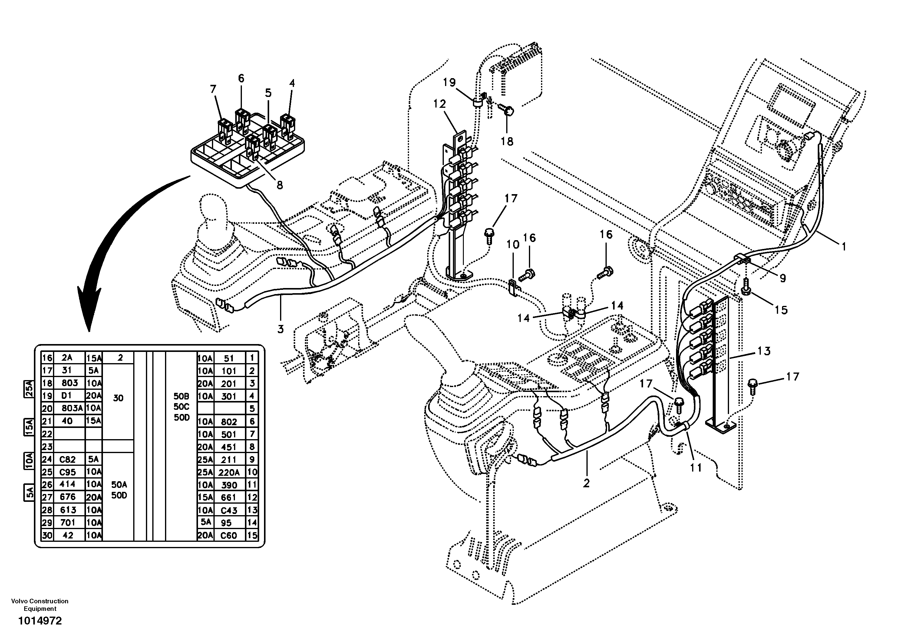 Схема запчастей Volvo EC160B - 93680 Cable and wire harness, instrument panel EC160B