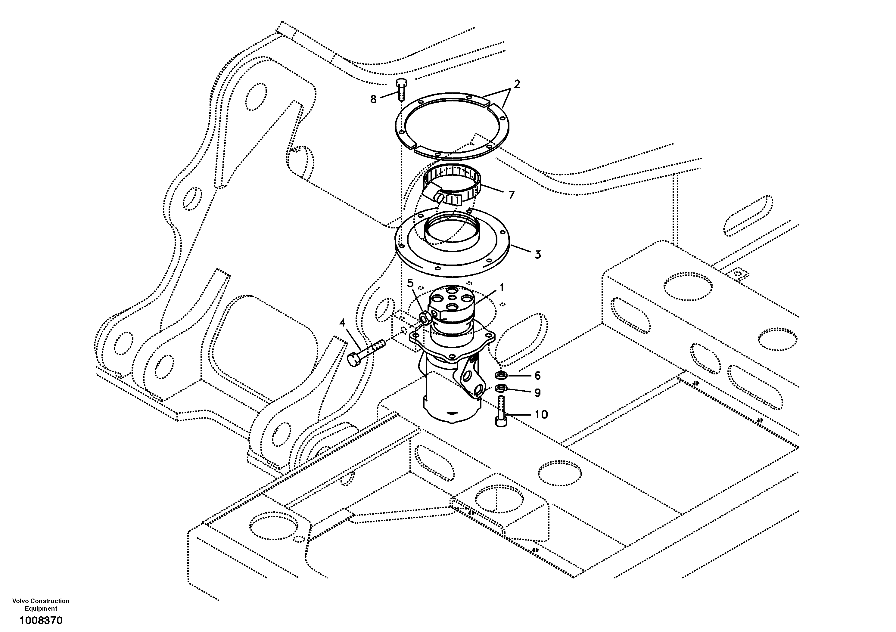 Схема запчастей Volvo EC160B - 10008 Turning joint, mounting EC160B