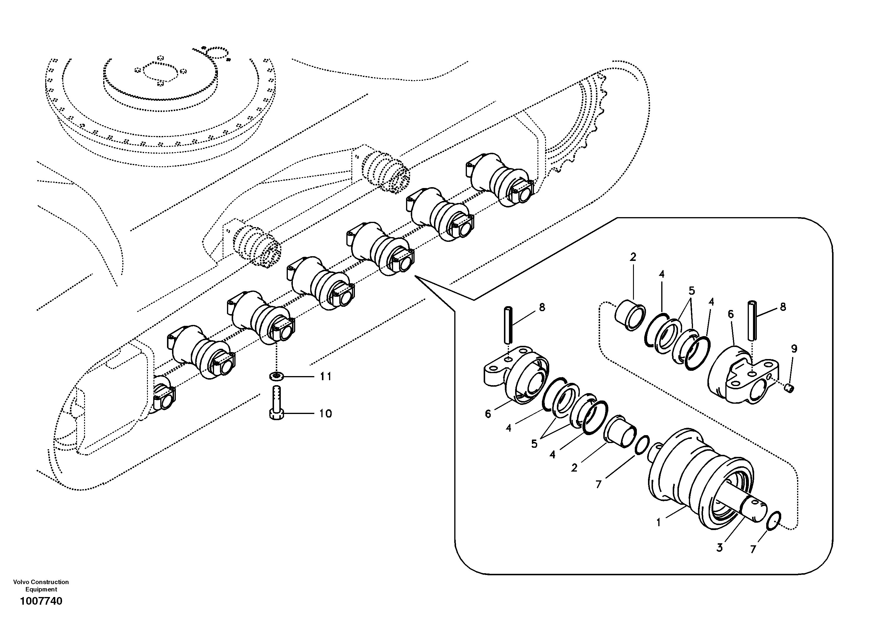 Схема запчастей Volvo EC160B - 13395 Bottom roller EC160B