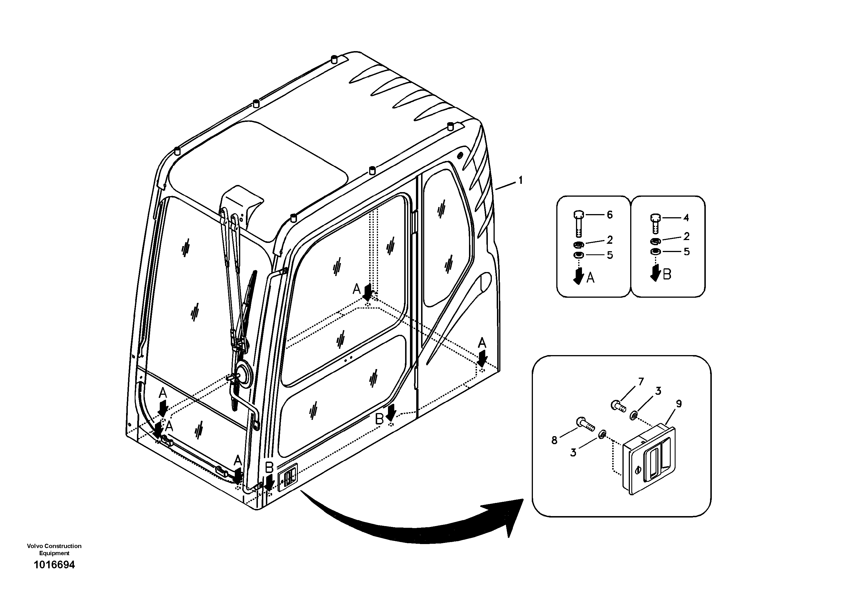 Схема запчастей Volvo EC160B - 100807 Cab mount EC160B