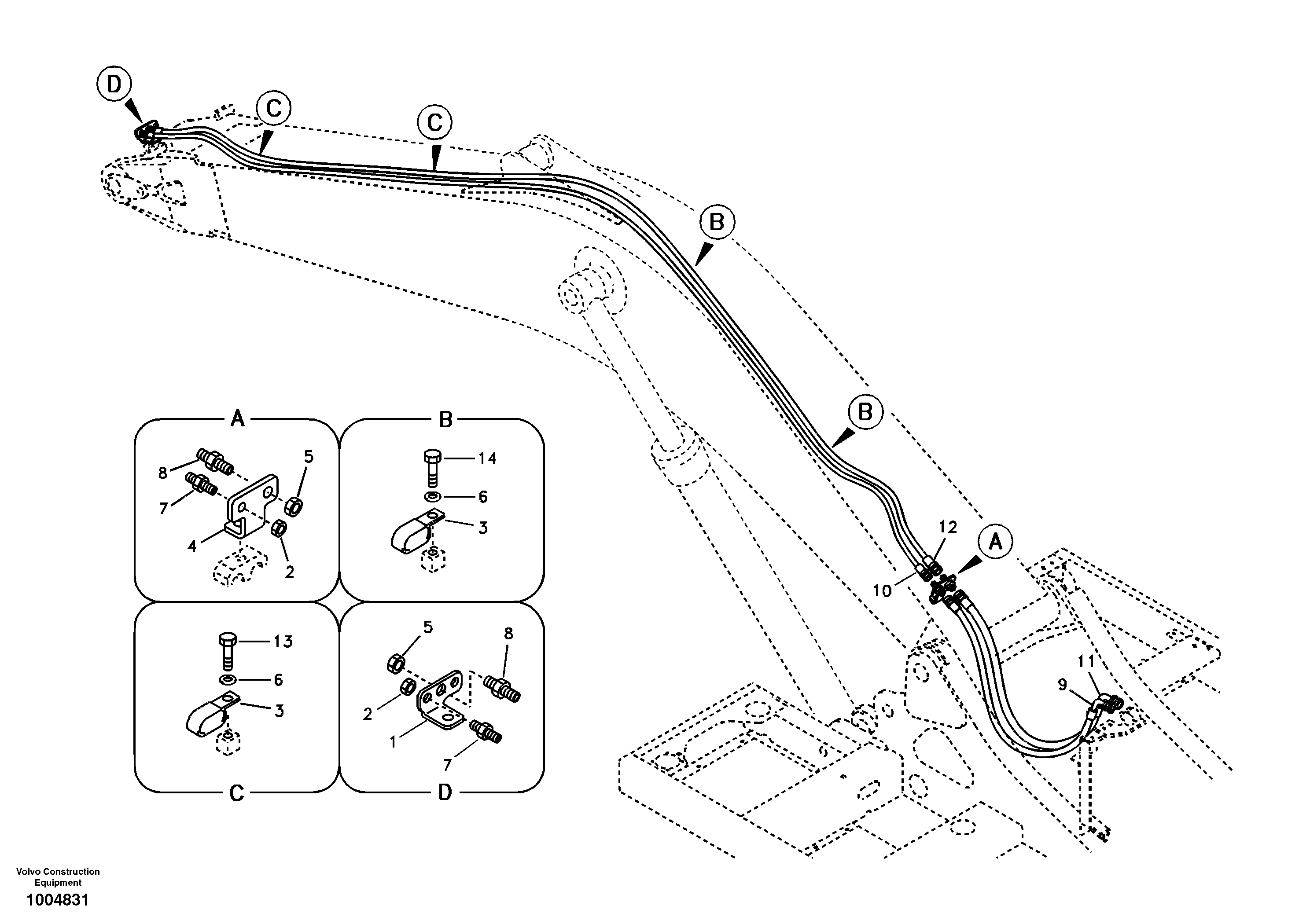 Схема запчастей Volvo EC160B - 22732 Working hydraulic, quick fit on boom EC160B PRIME S/N 12001-