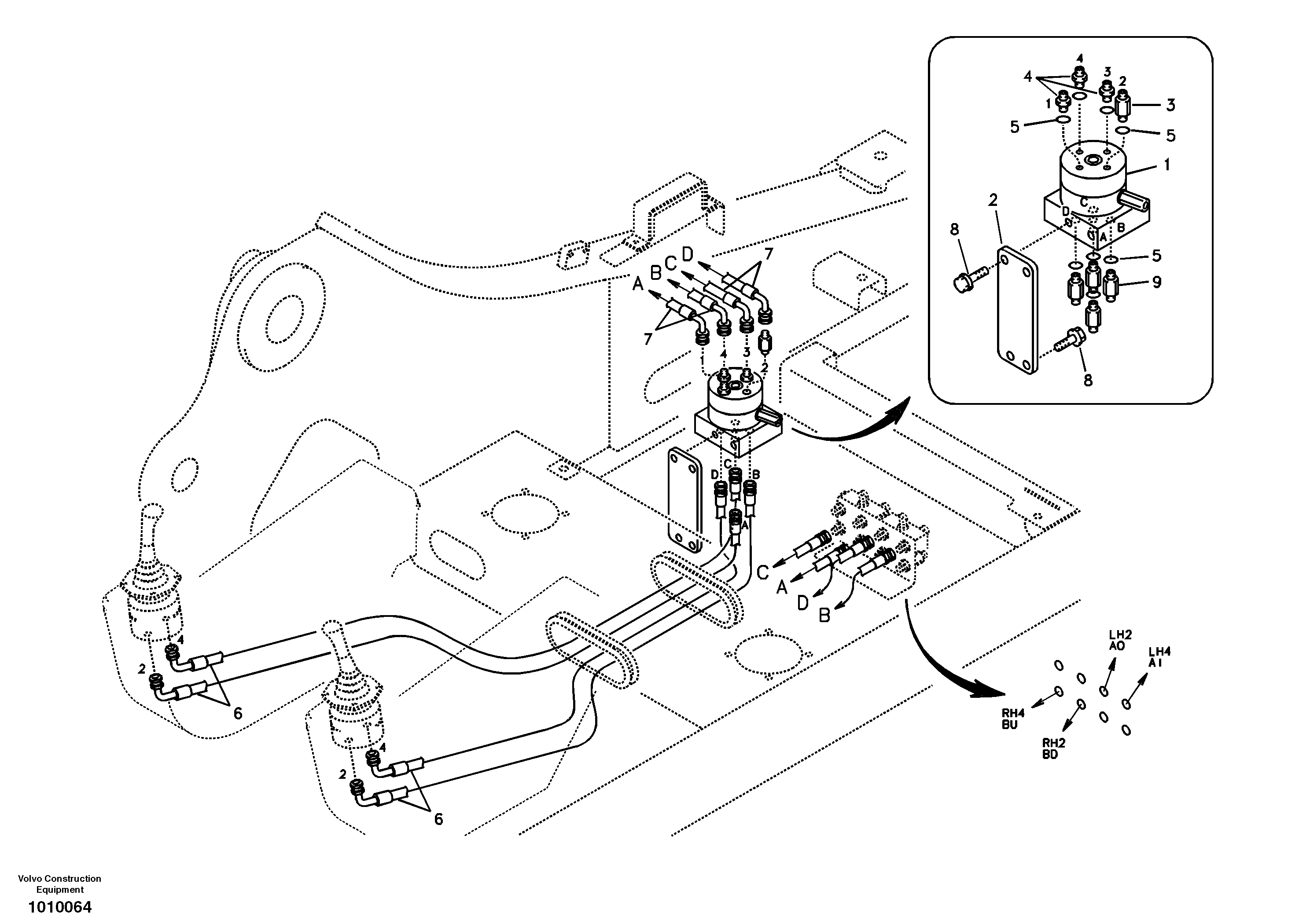 Схема запчастей Volvo EC210B - 14163 Servo system, changing lever function EC210B