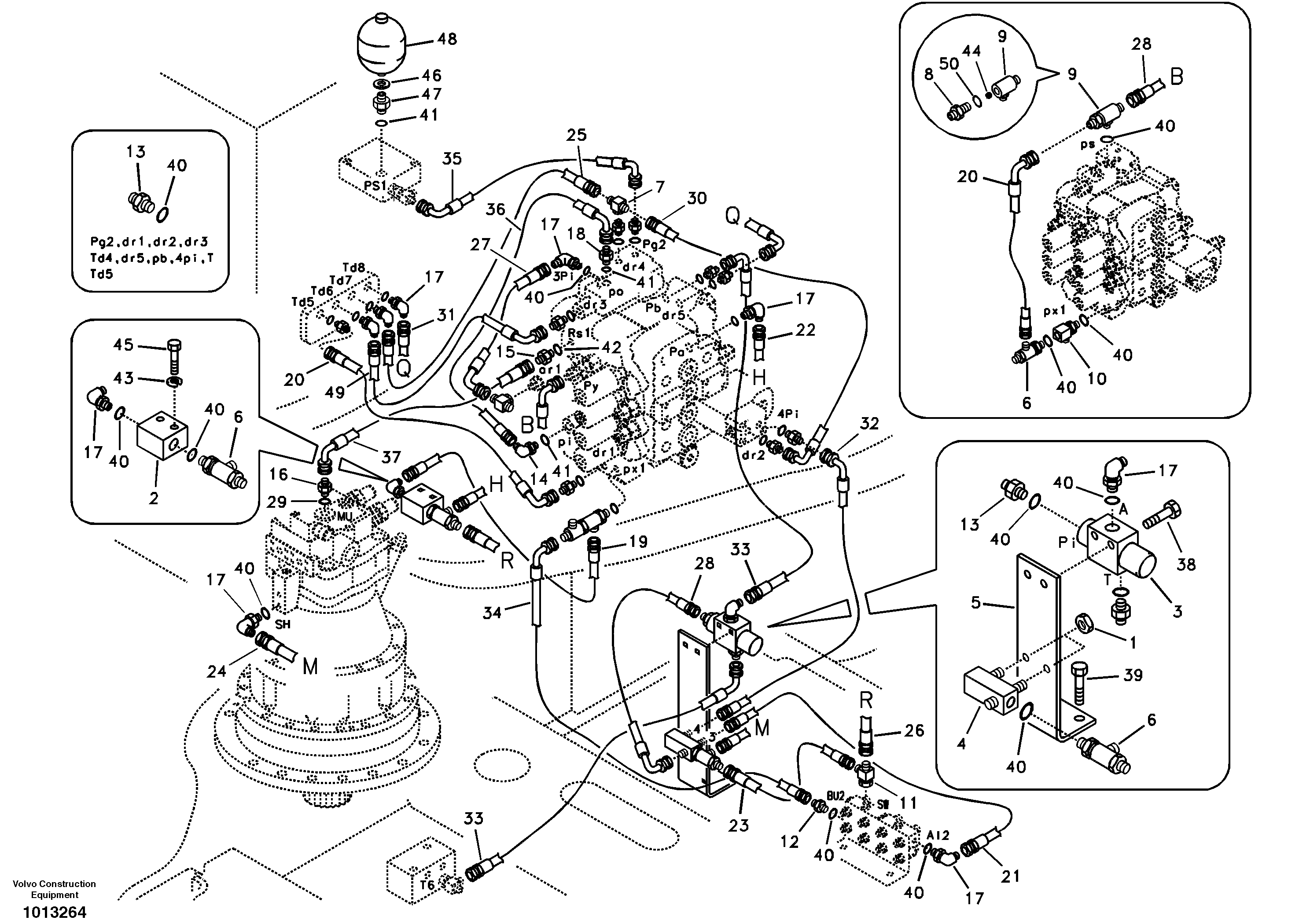 Схема запчастей Volvo EC210B - 26354 Servo system, control valve piping EC210B