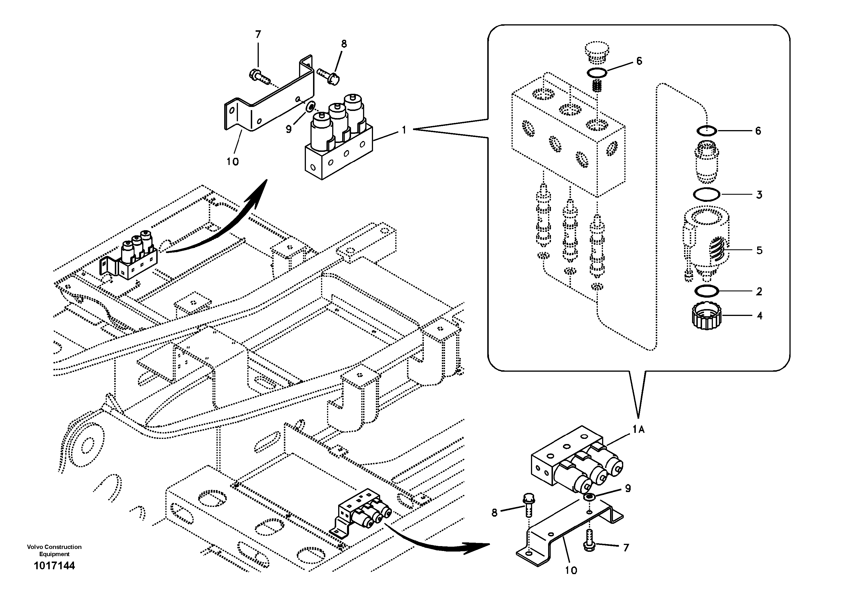 Схема запчастей Volvo EC210B - 97659 Servo system, solenoid valve EC210B