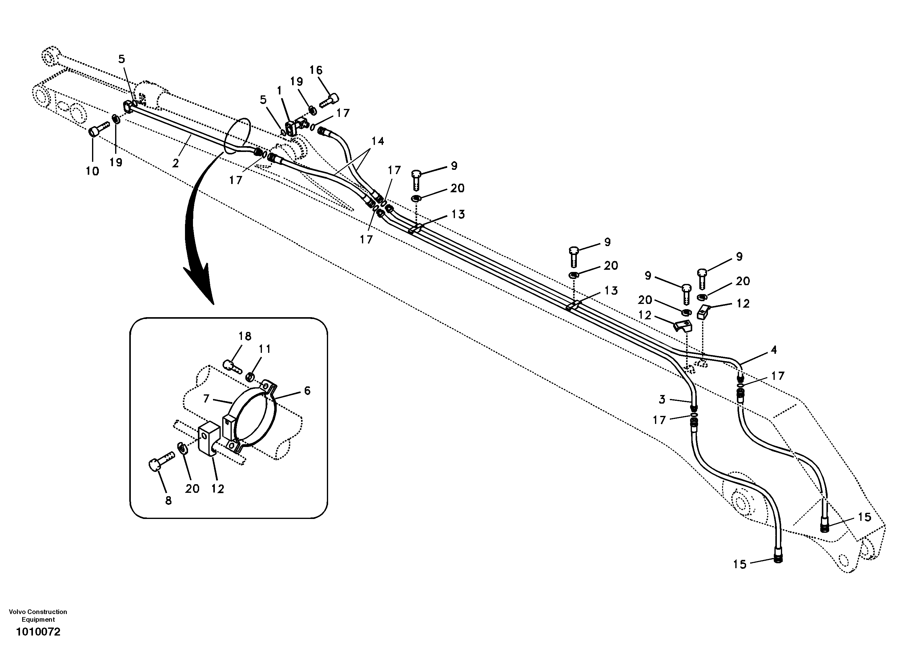 Схема запчастей Volvo EC210B - 33258 Working hydraulic, bucket cylinder on long dipper arm EC210B