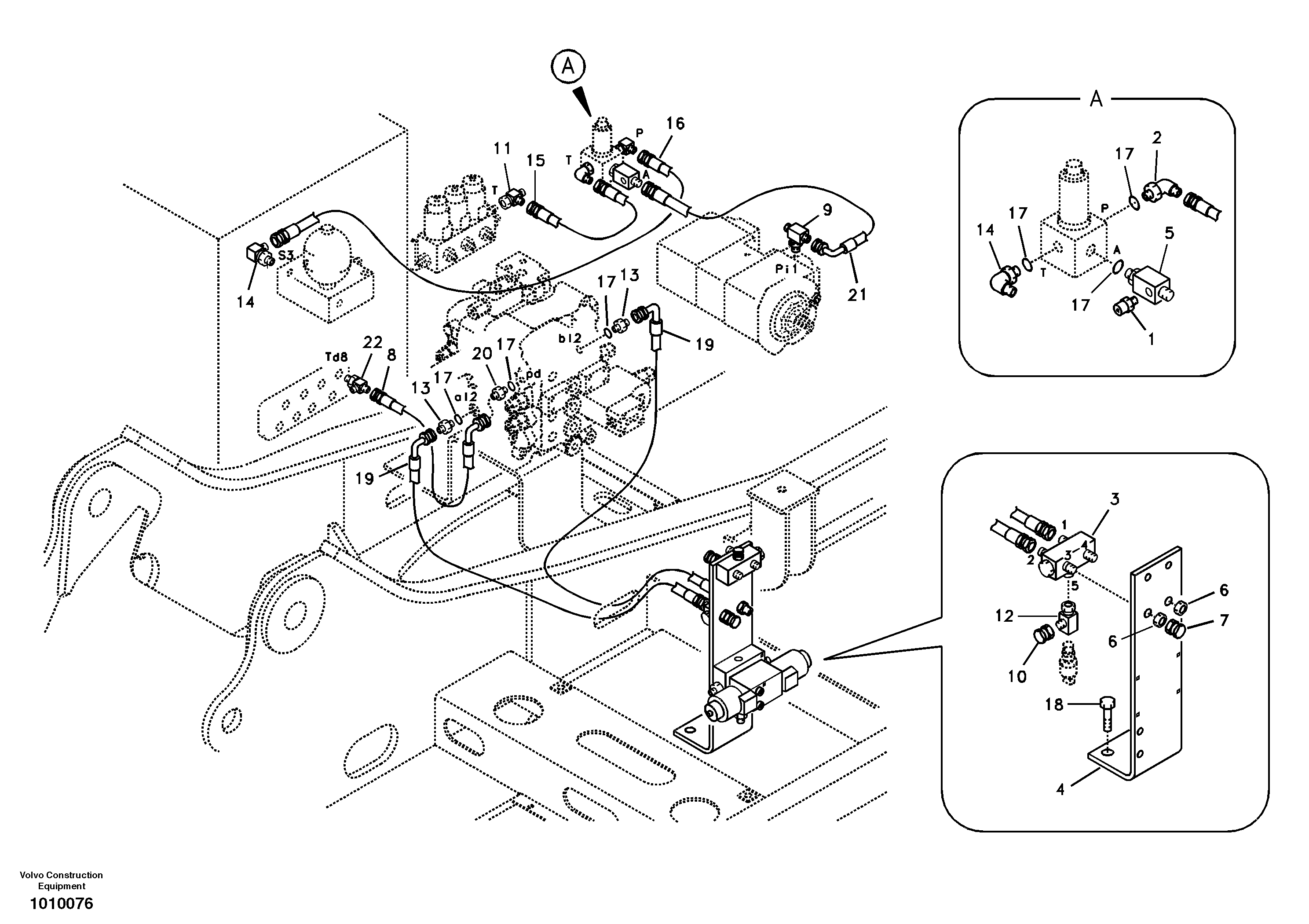 Схема запчастей Volvo EC210B - 54032 Working hydraulic, hammer and shear for 1st pump flow EC210B