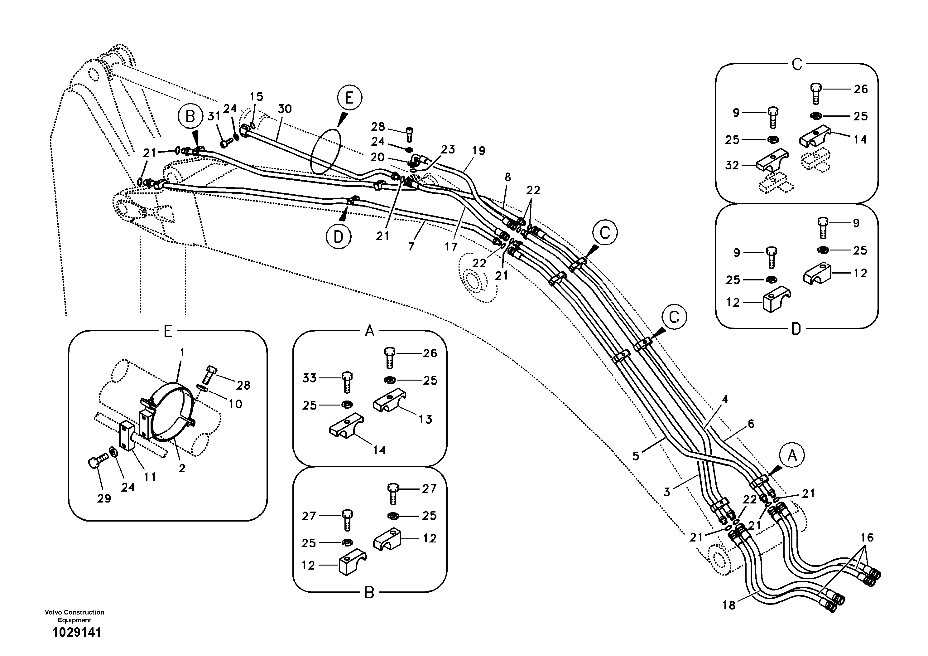 Схема запчастей Volvo EC210B - 54660 Working hydraulic, dipper arm cylinder on boom EC210B