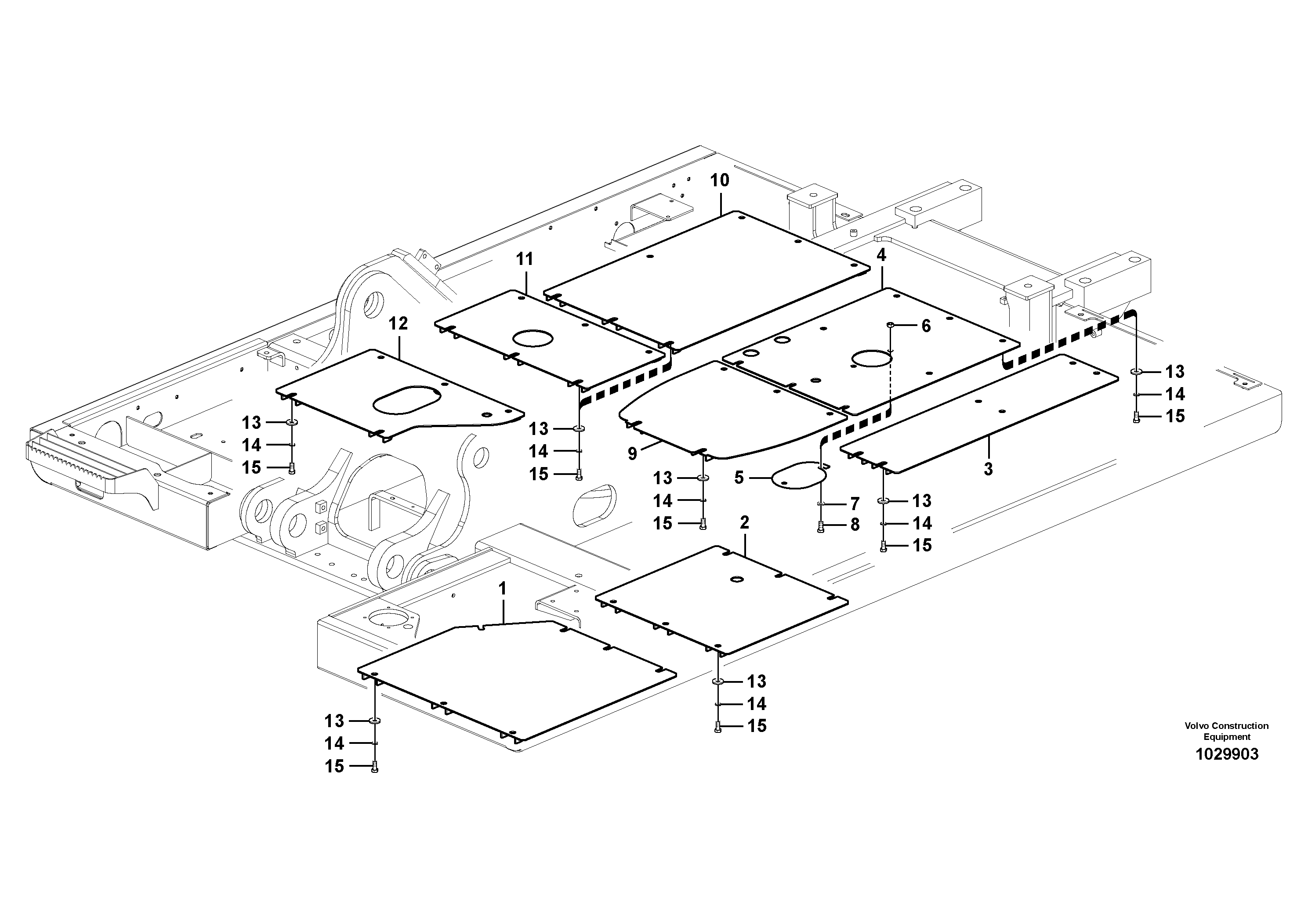 Схема запчастей Volvo EC210B - 93604 Hatches under engine, hydr.pumps, cooler, m.valve and fuel tank EC210B PRIME S/N 70001-/80001- 35001-