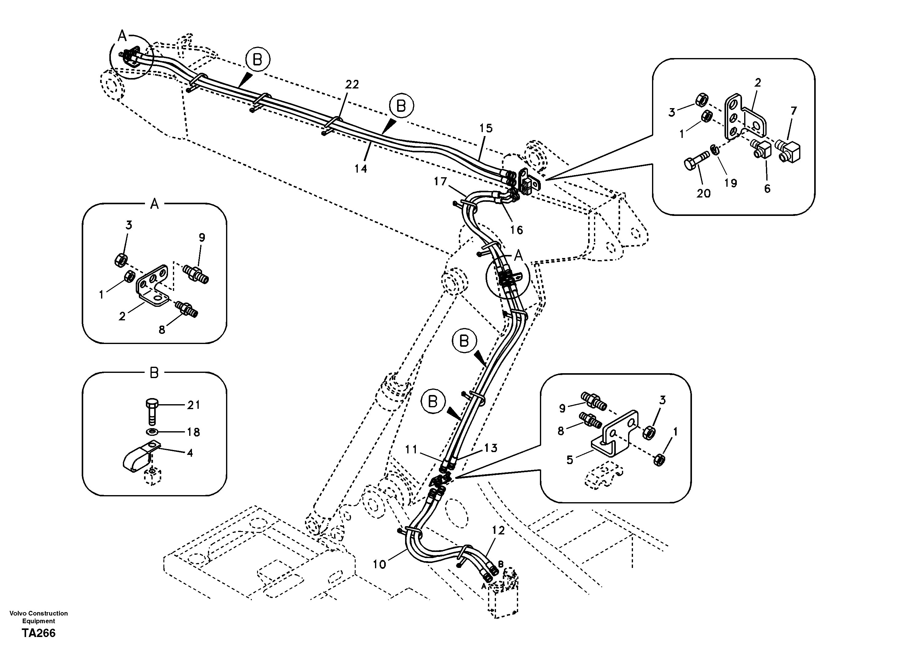 Схема запчастей Volvo EC210B - 17987 Working hydraulic, quickfit on adjustable boom EC210B