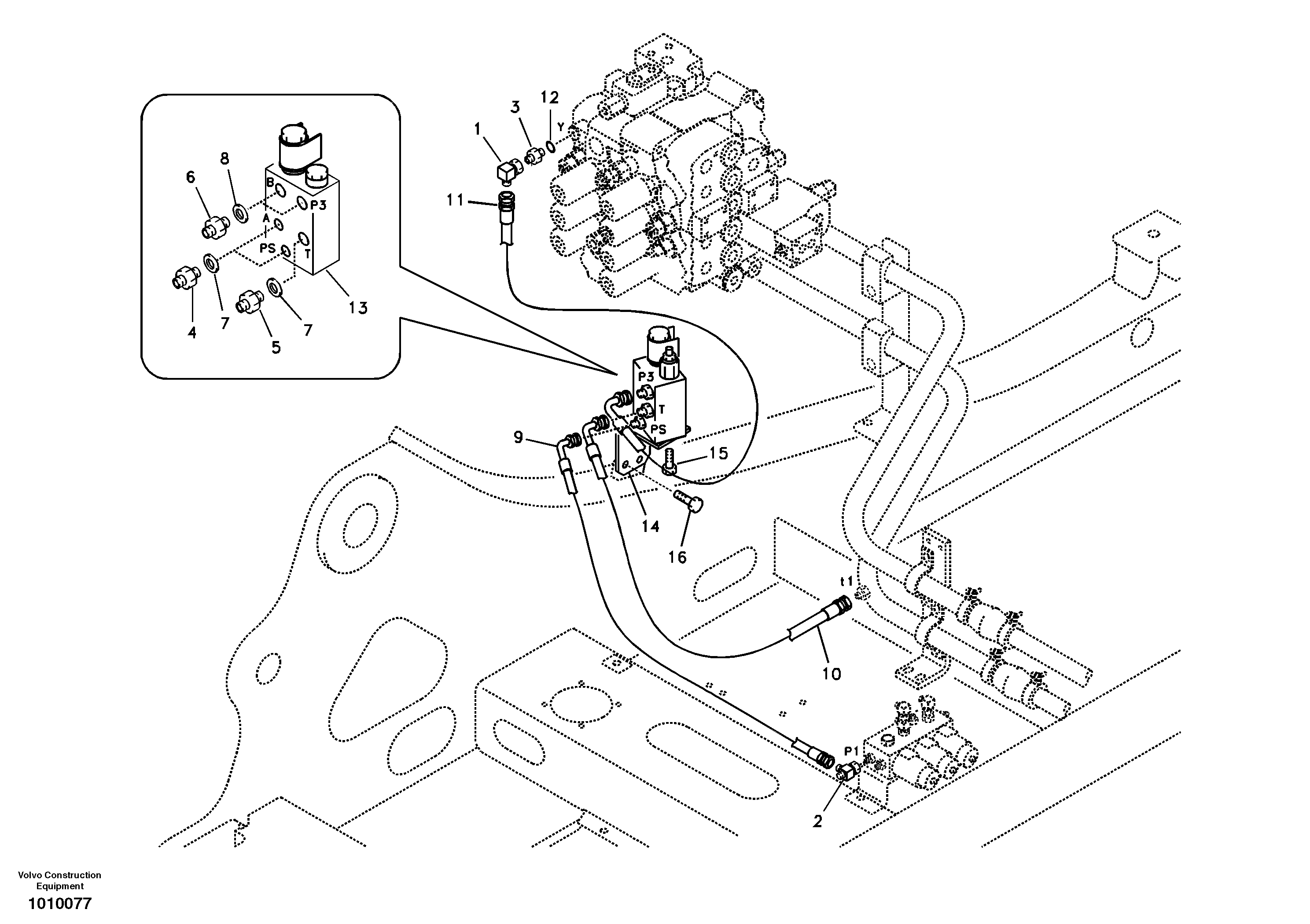 Схема запчастей Volvo EC210B - 18075 Working hydraulic, quick fit on upper frame EC210B