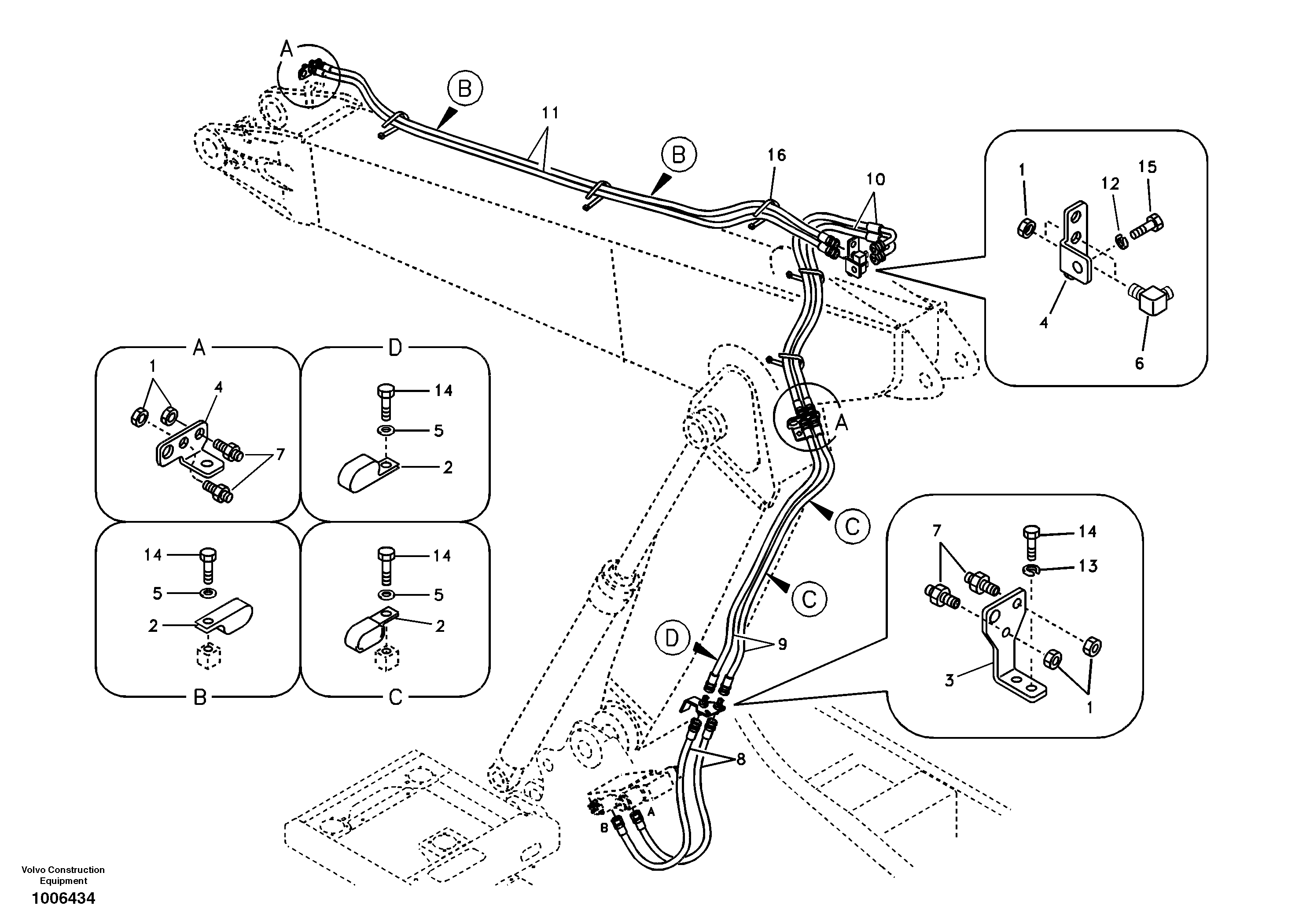 Схема запчастей Volvo EC210B - 41028 Working hydraulic, slope and rotator on adjustable boom EC210B