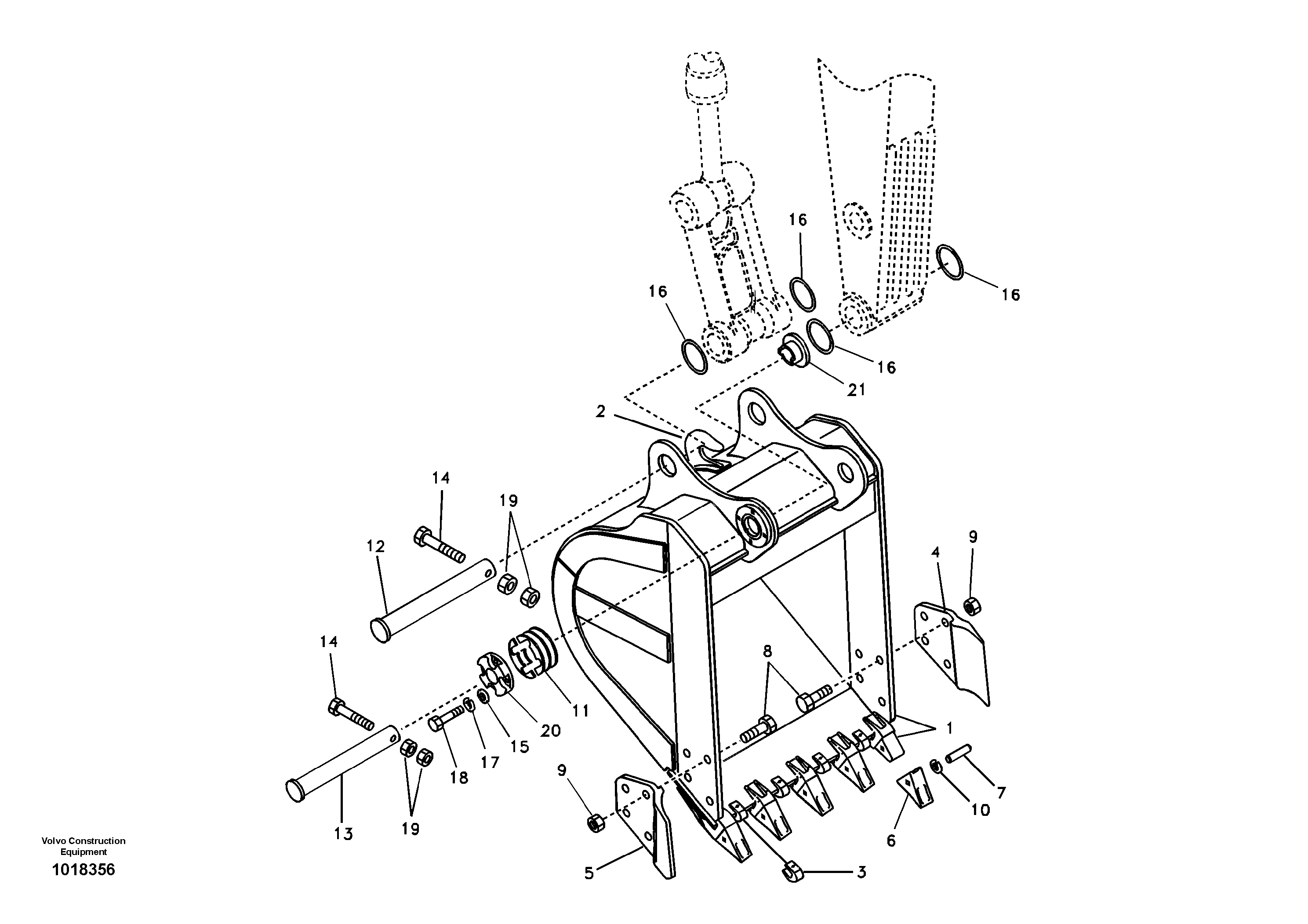 Схема запчастей Volvo EC210B - 100826 Ковш EC210B