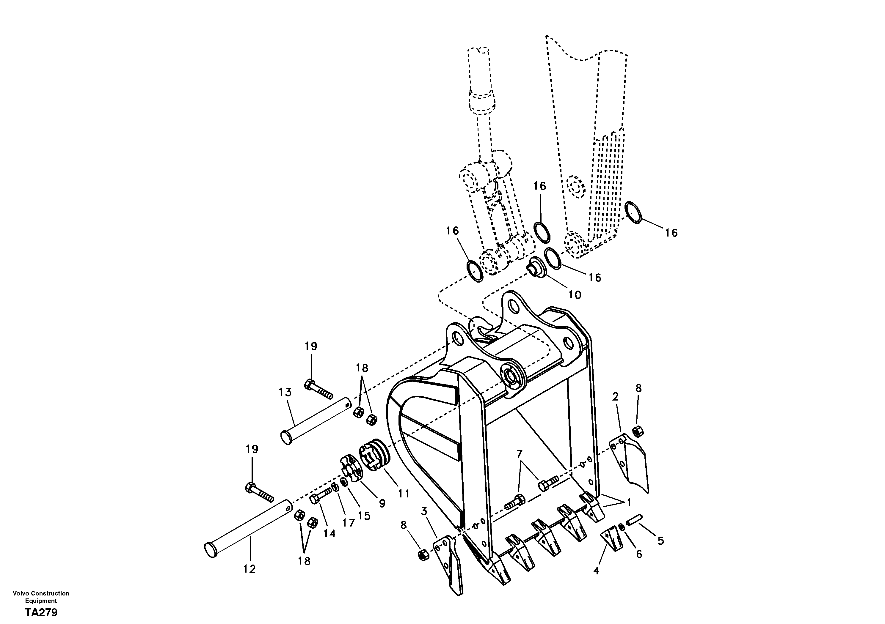 Схема запчастей Volvo EC210B - 70021 Buckets for long reach EC210B