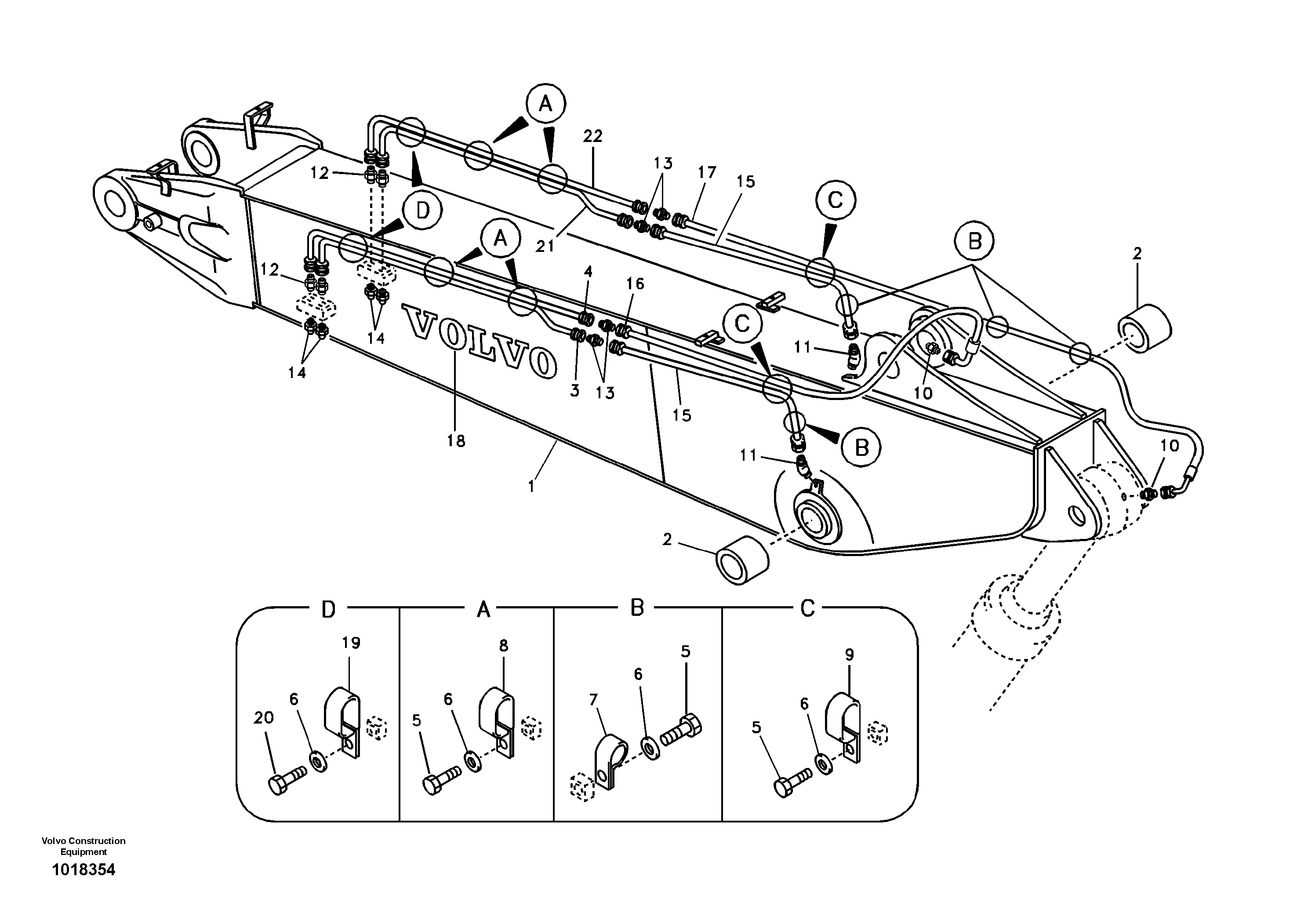 Схема запчастей Volvo EC210B - 10197 Boom and grease piping, adjustable 2nd EC210B