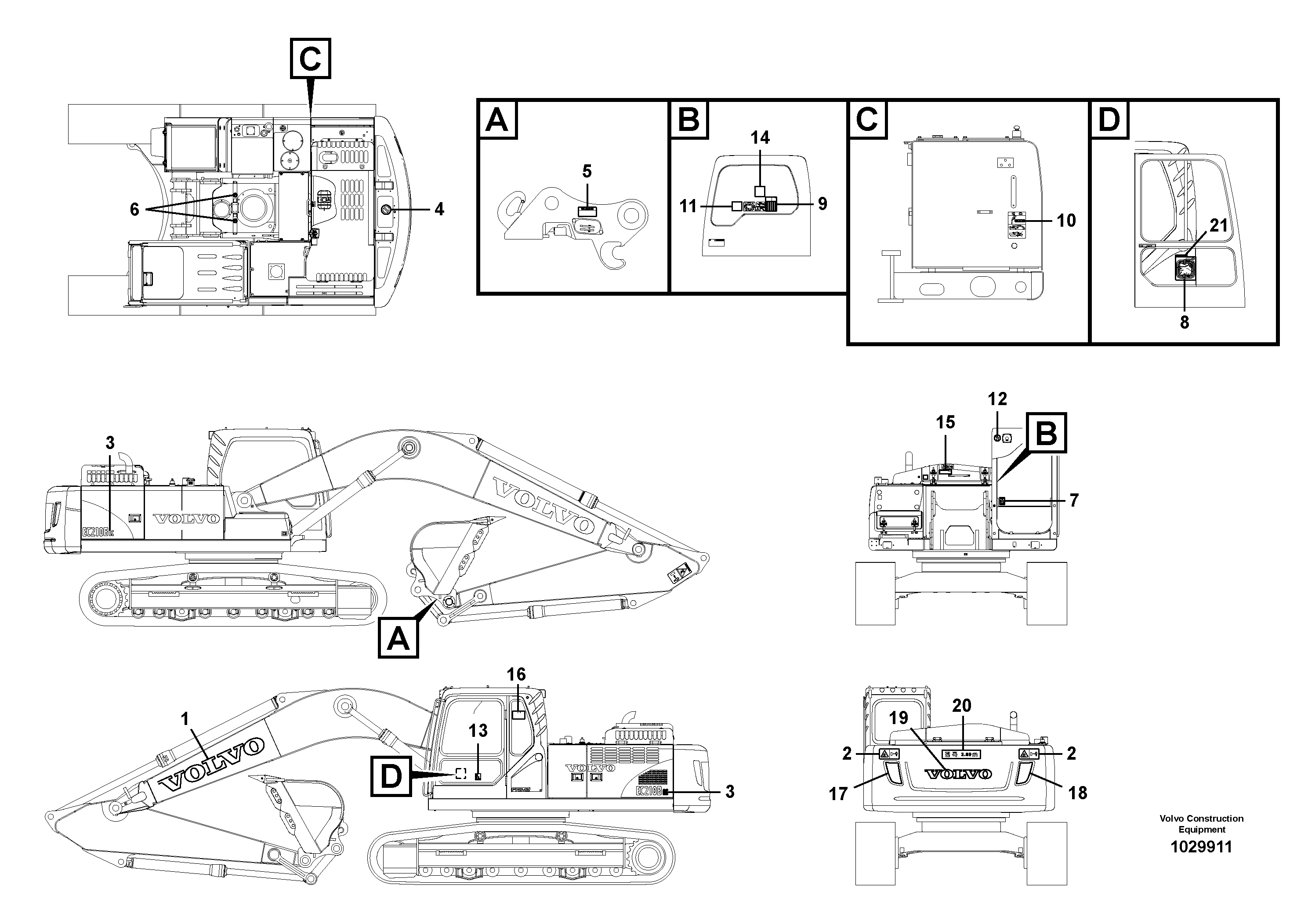 Схема запчастей Volvo EC210B - 104403 Decals EC210B PRIME S/N 70001-/80001- 35001-