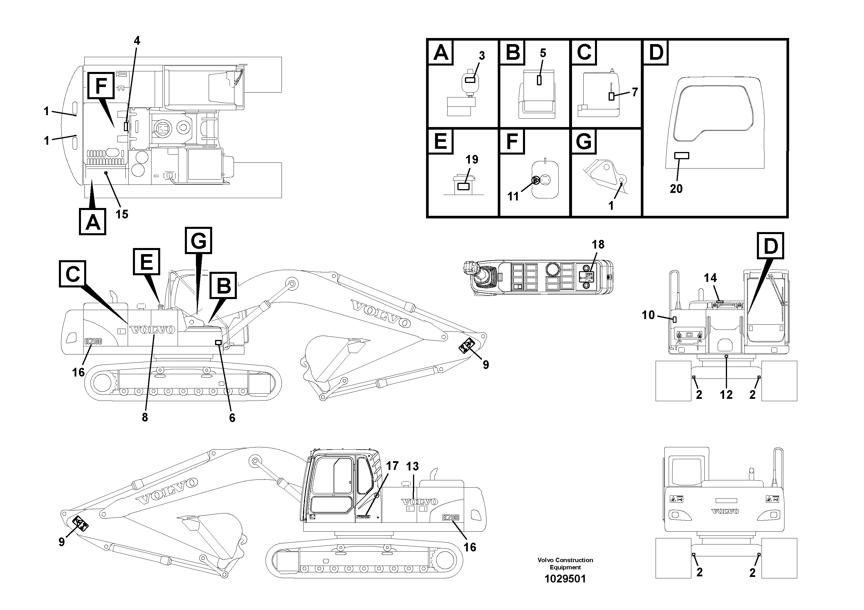 Схема запчастей Volvo EC210B - 86931 Decals EC210B PRIME S/N 70001-/80001- 35001-