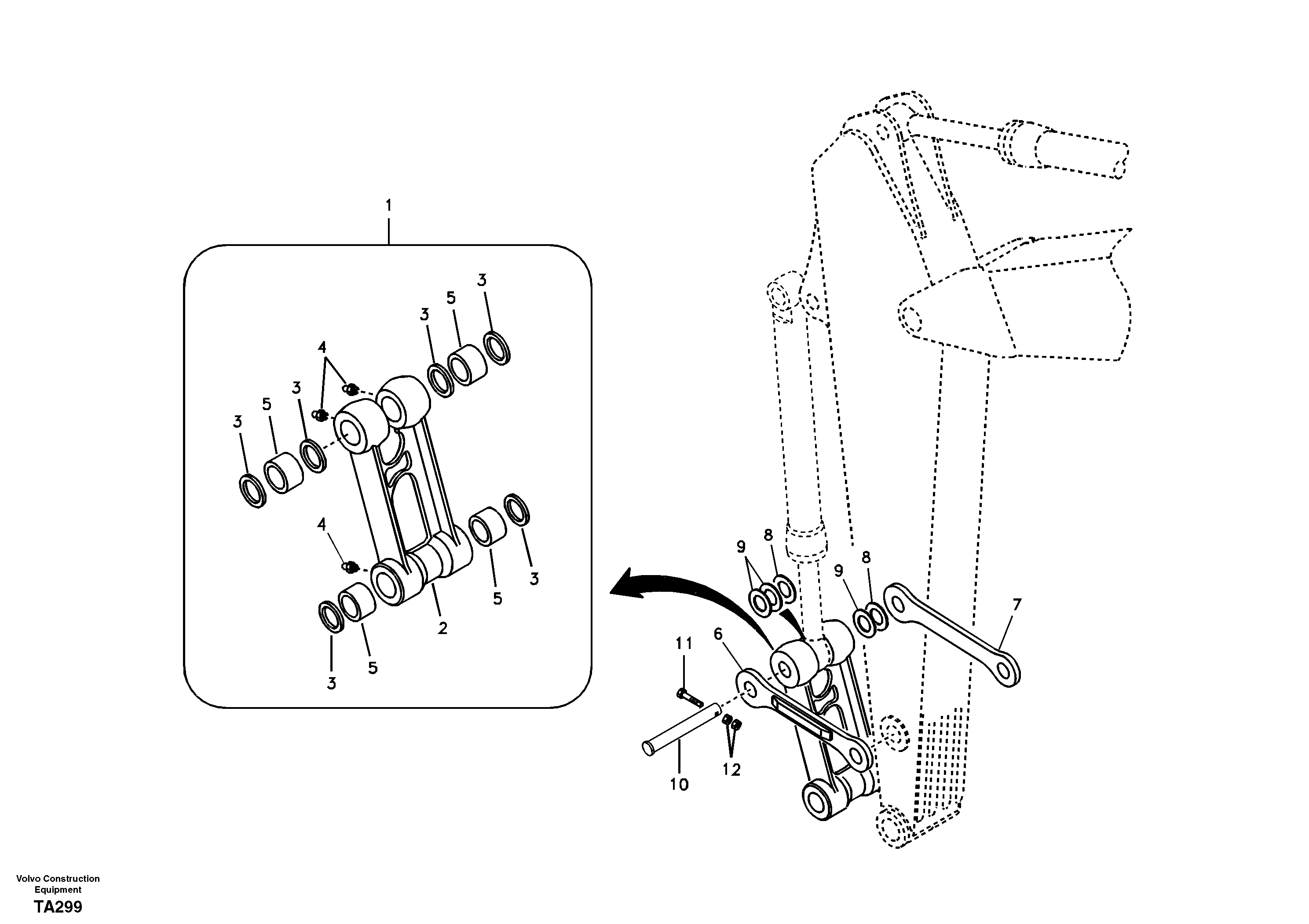 Схема запчастей Volvo EC210B - 100714 Links to connecting rod EC210B