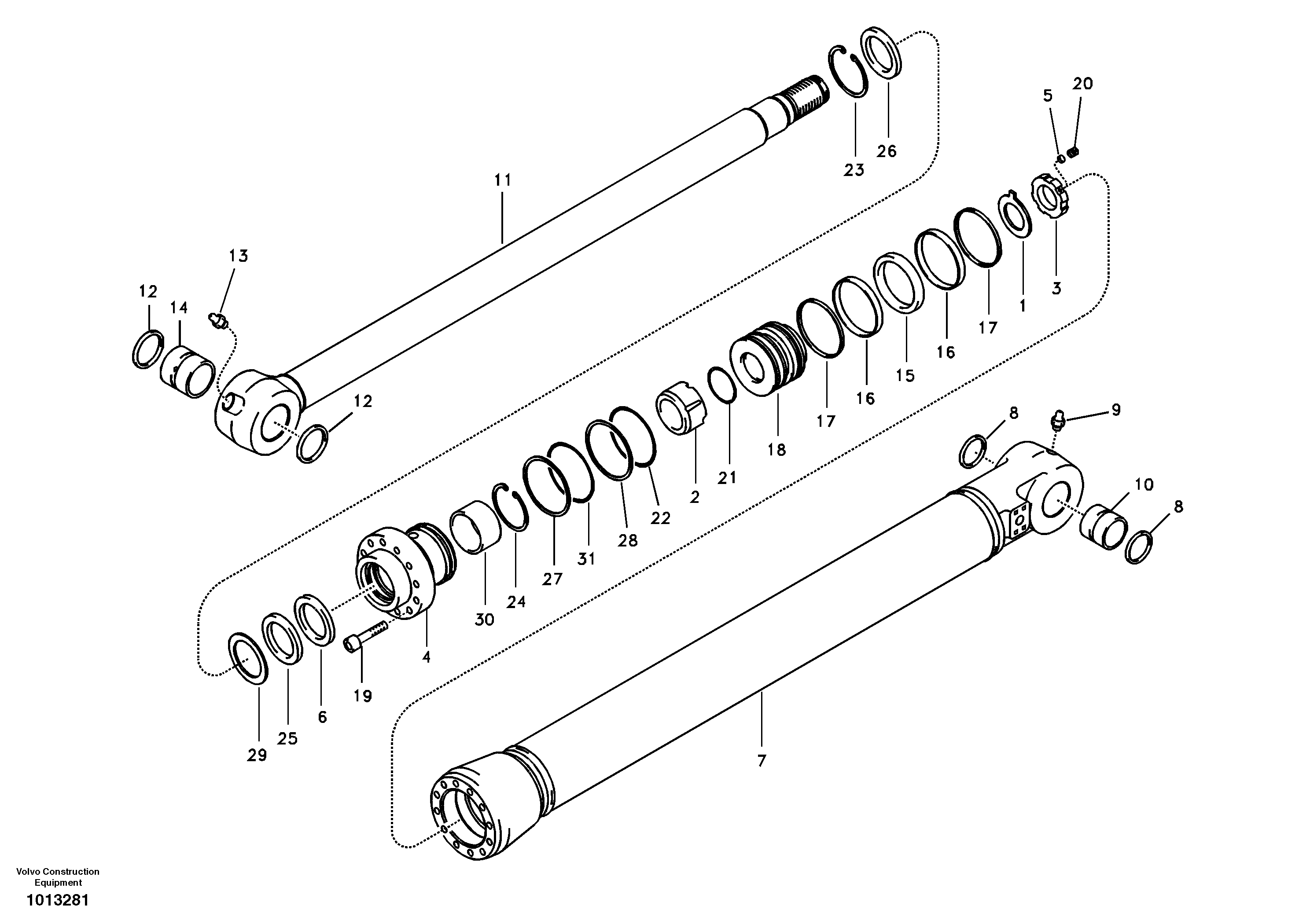 Схема запчастей Volvo EC210B - 59556 Bucket cylinder, long reach EC210B