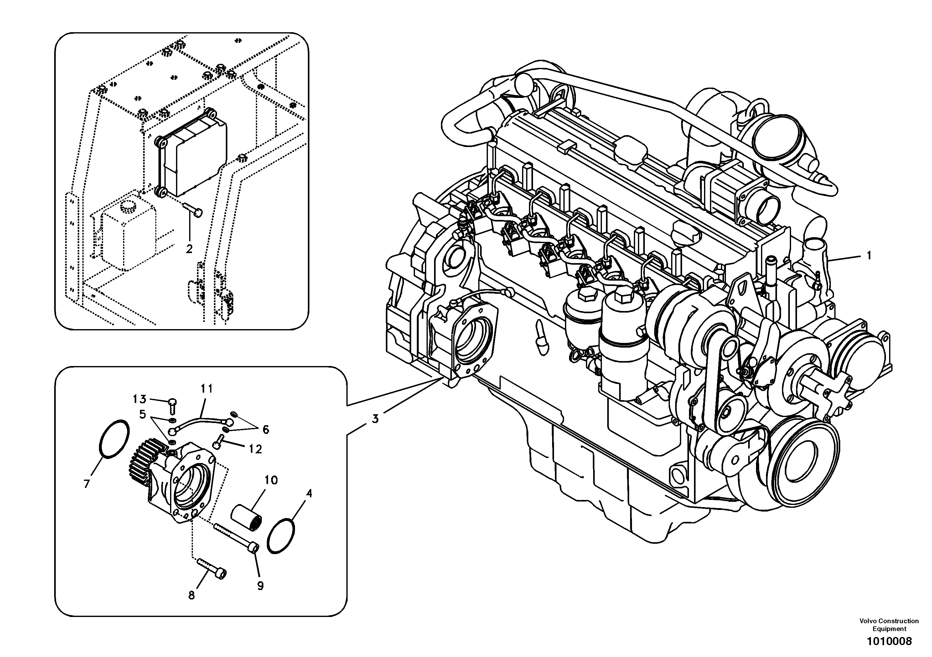 Схема запчастей Volvo EC210B - 42352 Двигатель в сборе EC210B