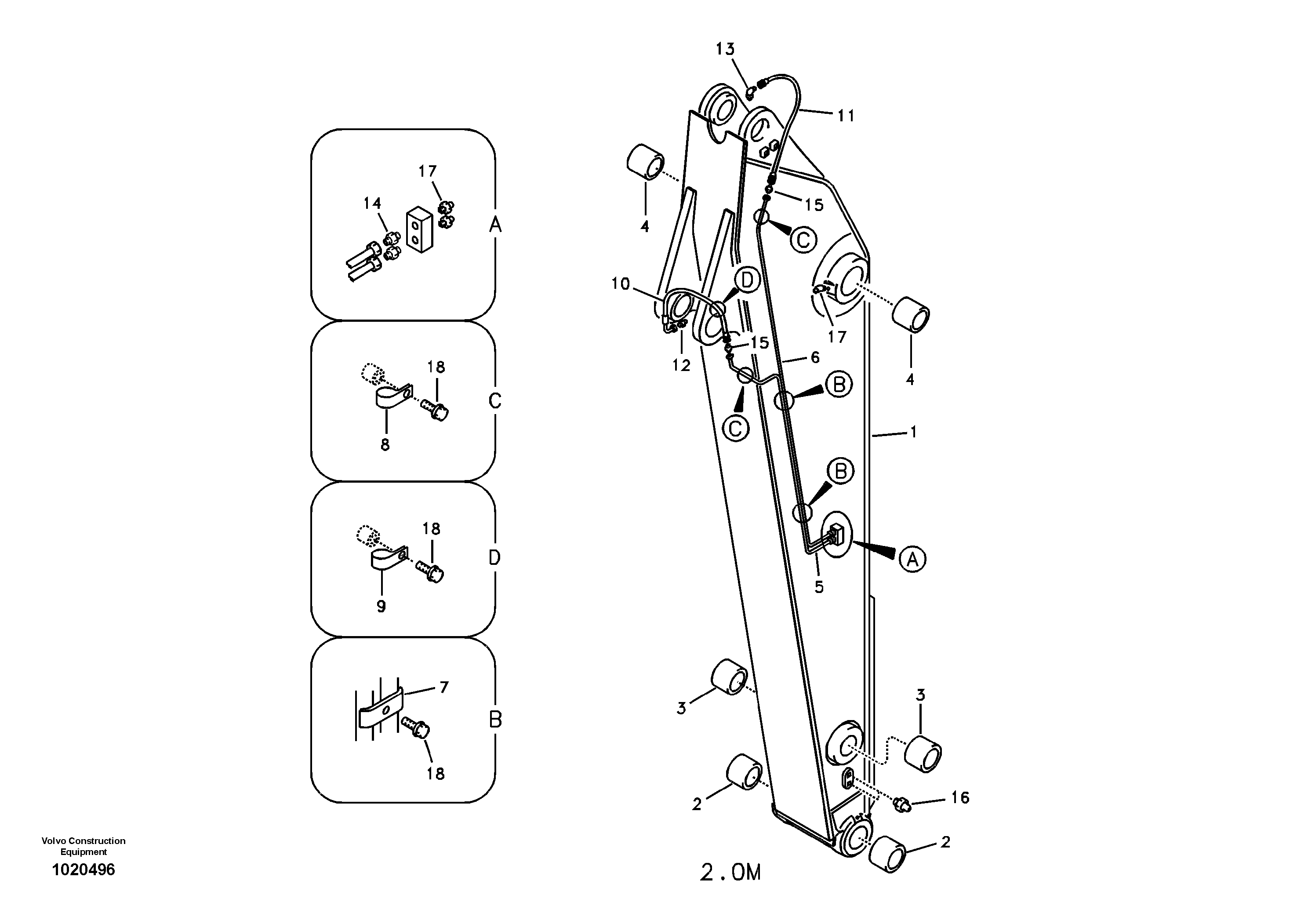 Схема запчастей Volvo EC210B - 63100 Dipper arm and grease piping with piping seat EC210B