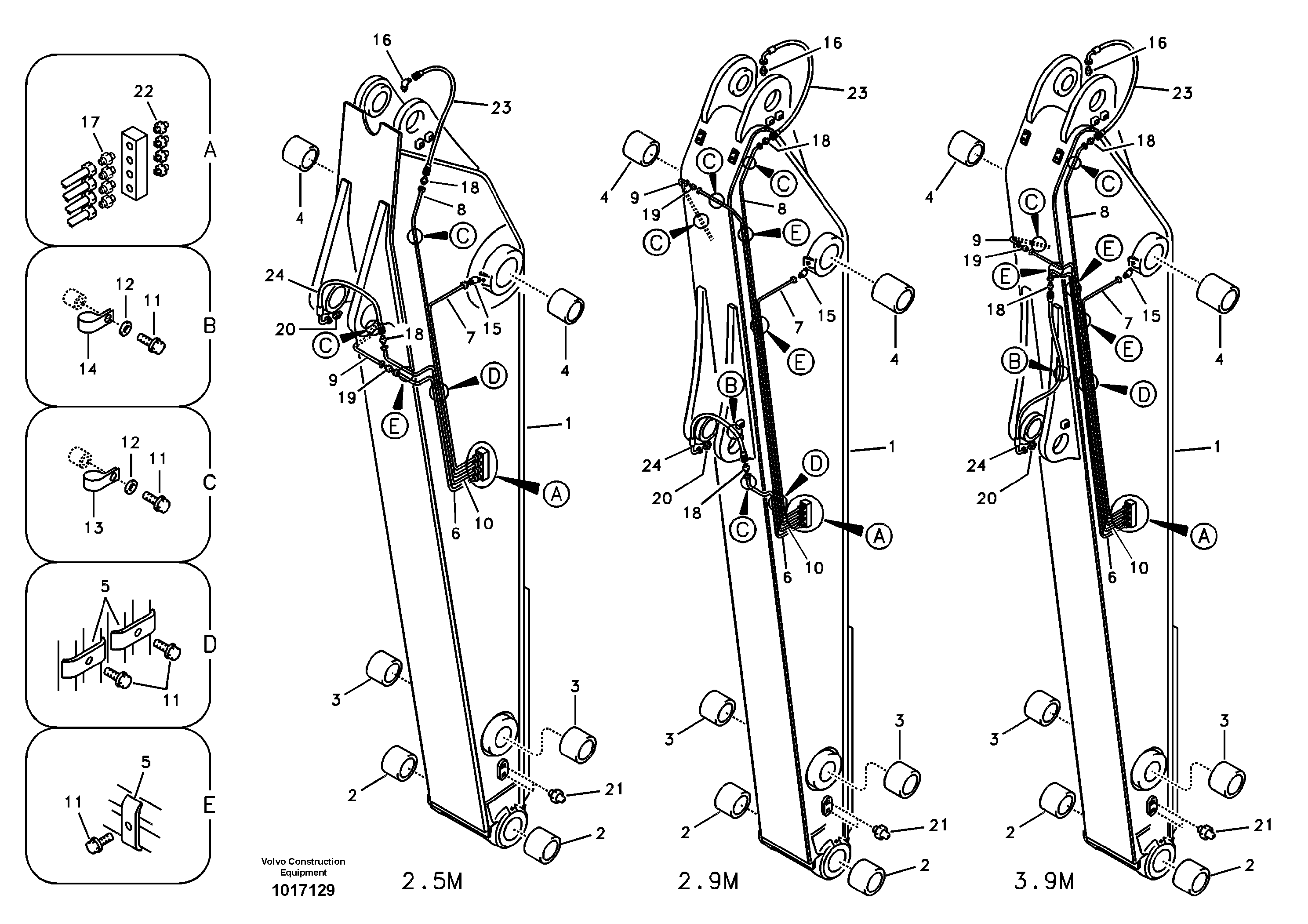 Схема запчастей Volvo EC210B - 63870 Dipper arm and grease piping with piping seat EC210B