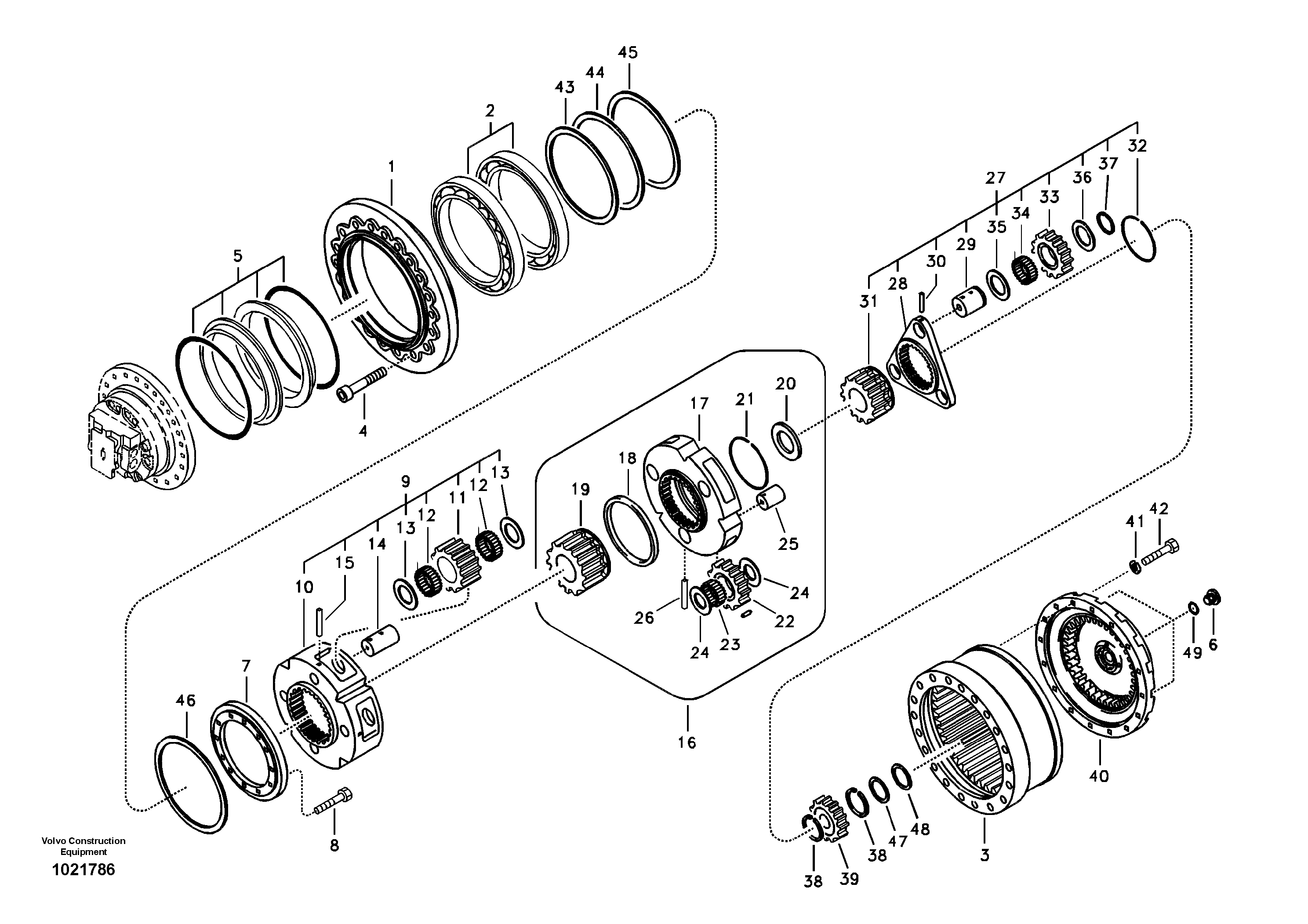 Схема запчастей Volvo EC210B - 96665 Travel gearbox EC210B APPENDIX FX FORESTRY VER