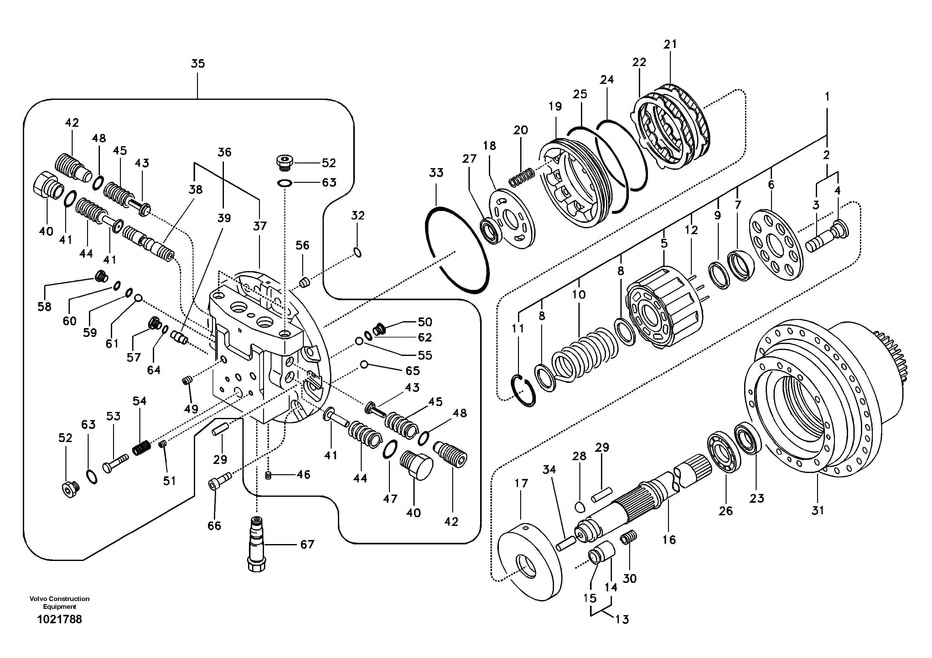 Схема запчастей Volvo EC210B - 102222 Гидромотор хода EC210B APPENDIX FX FORESTRY VER