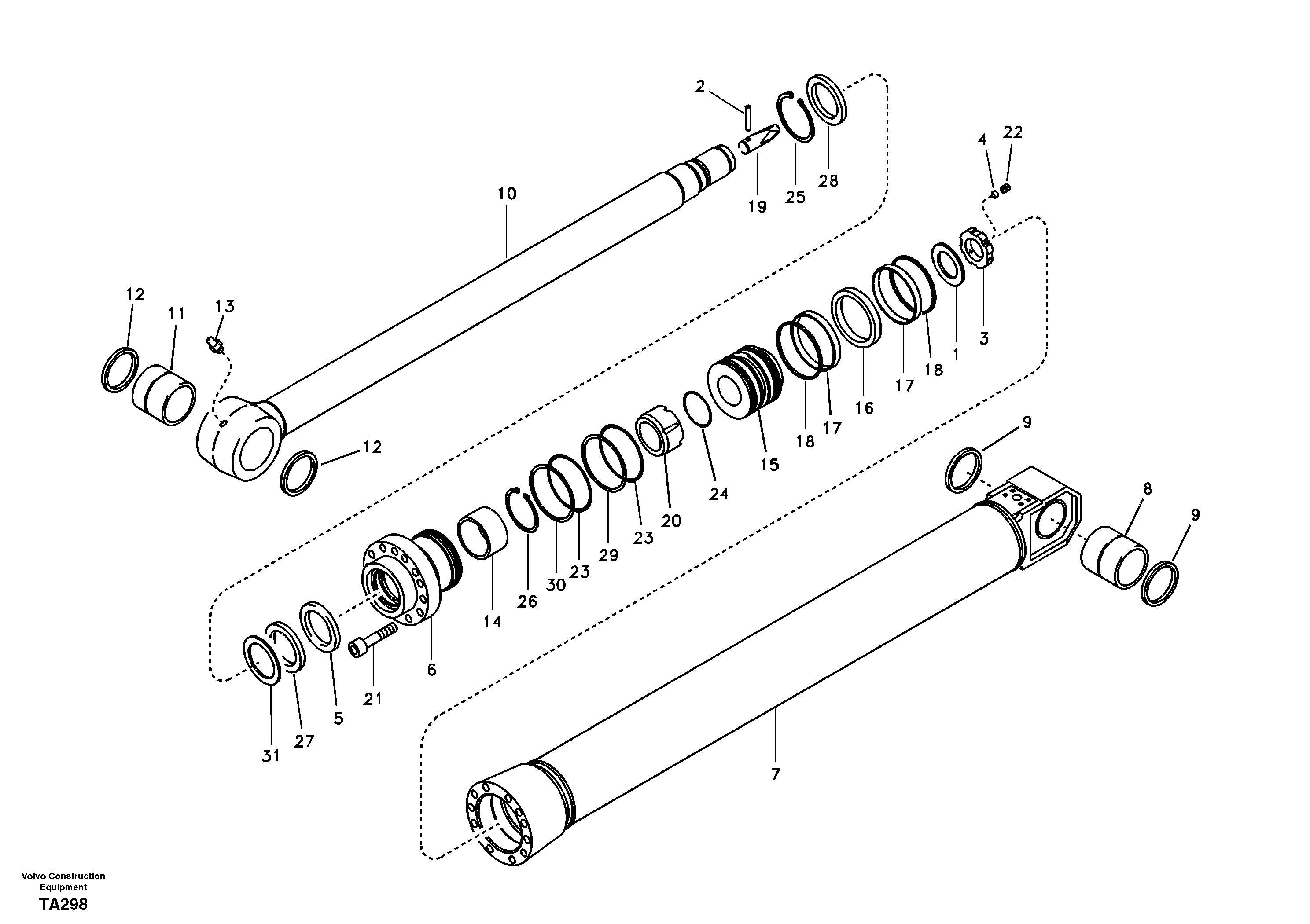 Схема запчастей Volvo EC210B - 95453 Dipper arm cylinder for long reach EC210B