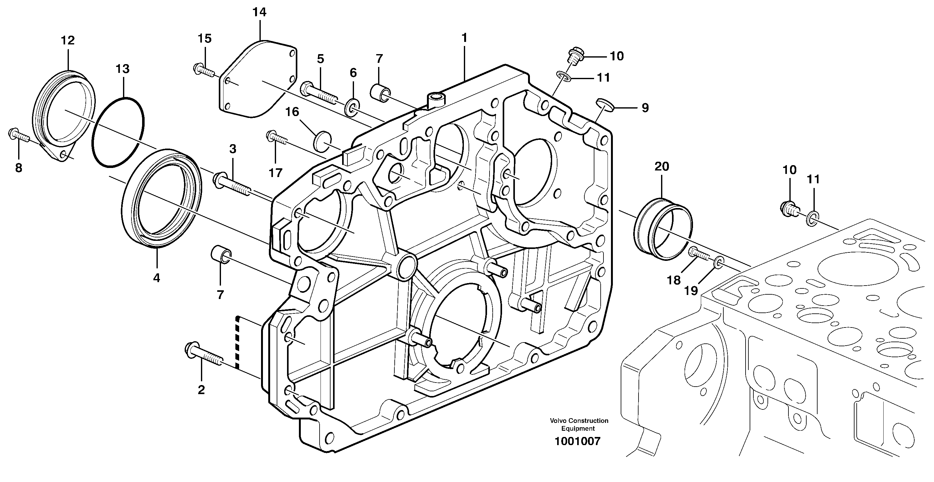 Схема запчастей Volvo EC210B - 96736 Timing gear casing and gears EC210B