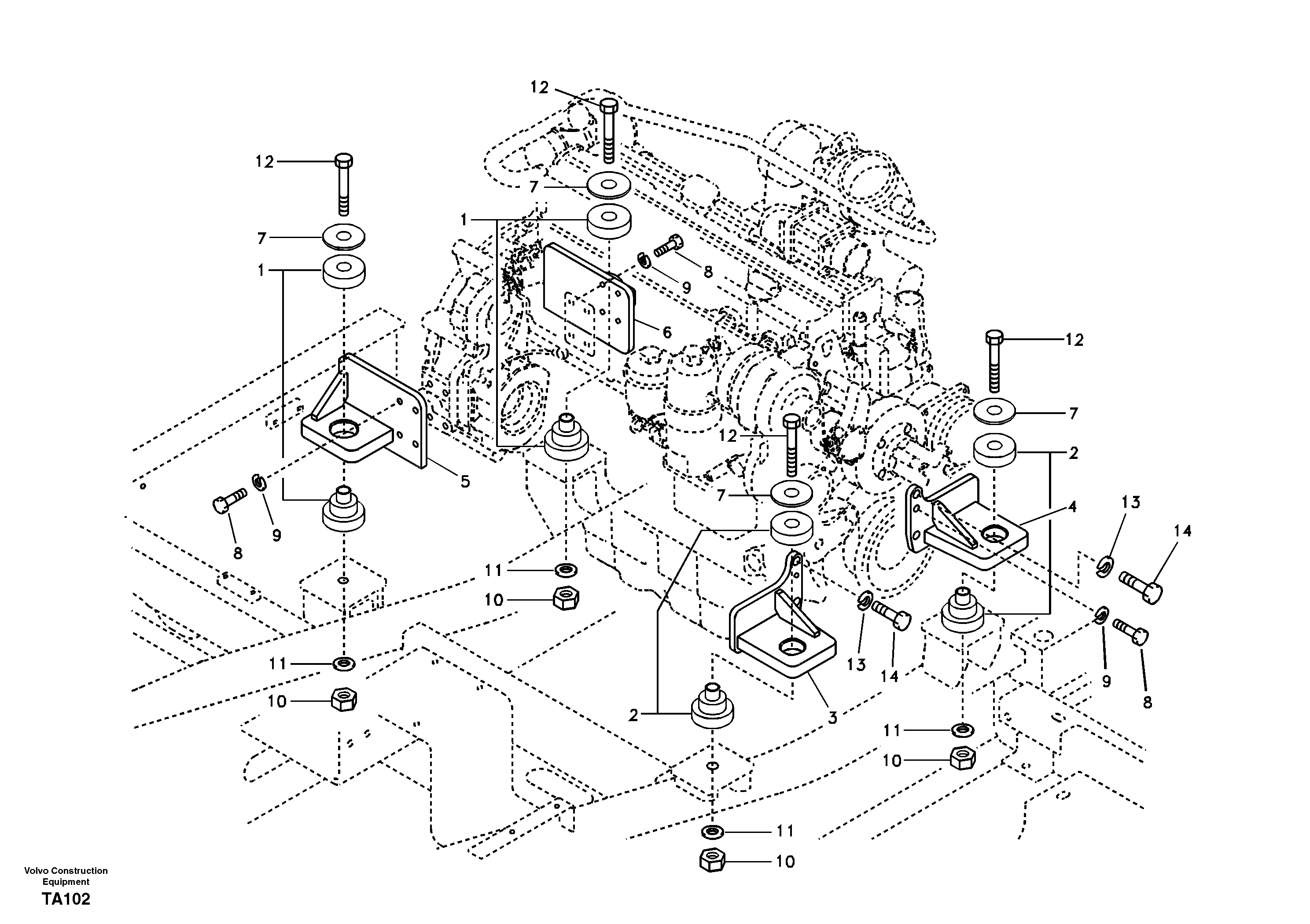 Схема запчастей Volvo EC210B - 50824 Engine mount EC210B