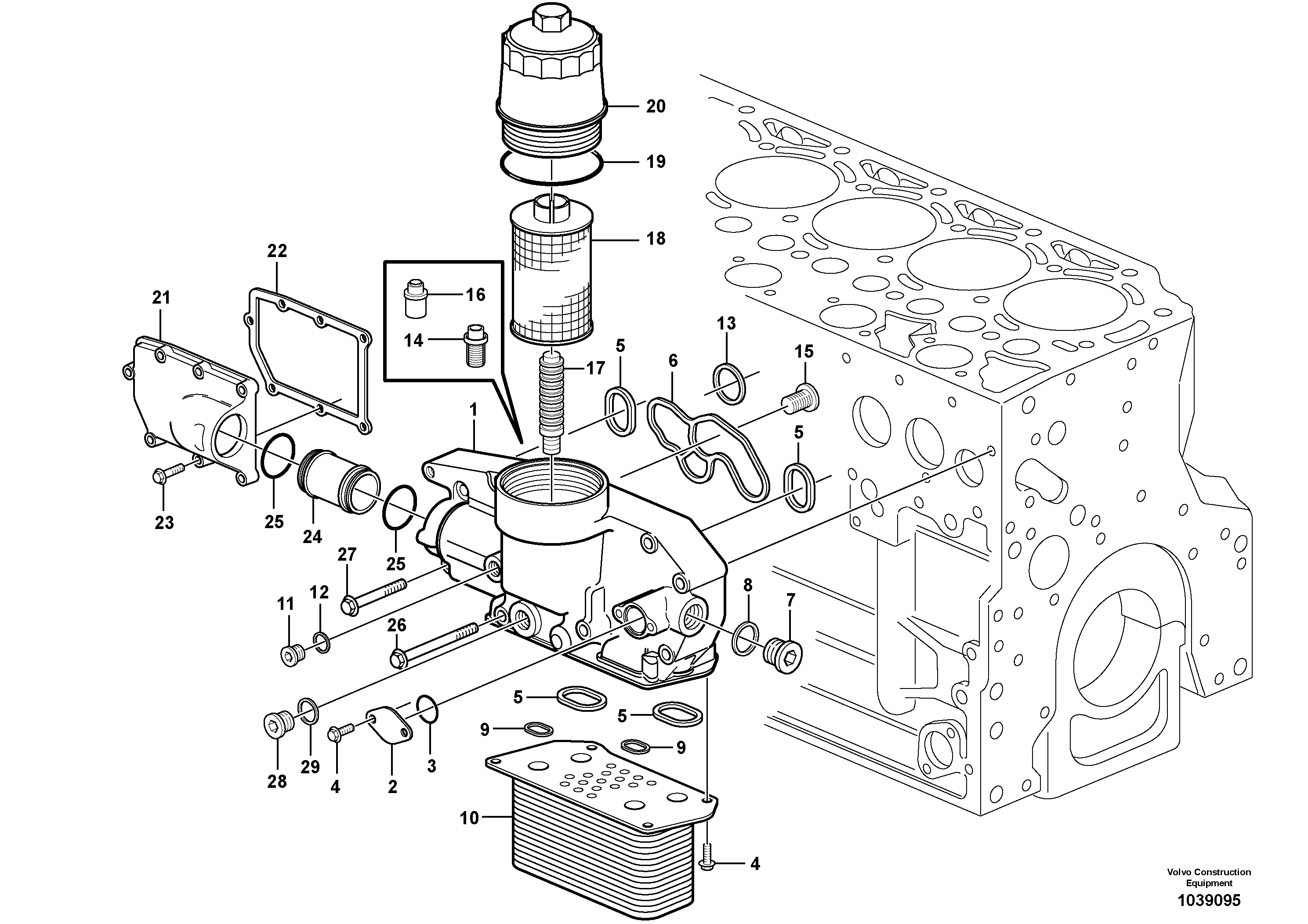 Схема запчастей Volvo EC210B - 48442 Масляный радиатор EC210B