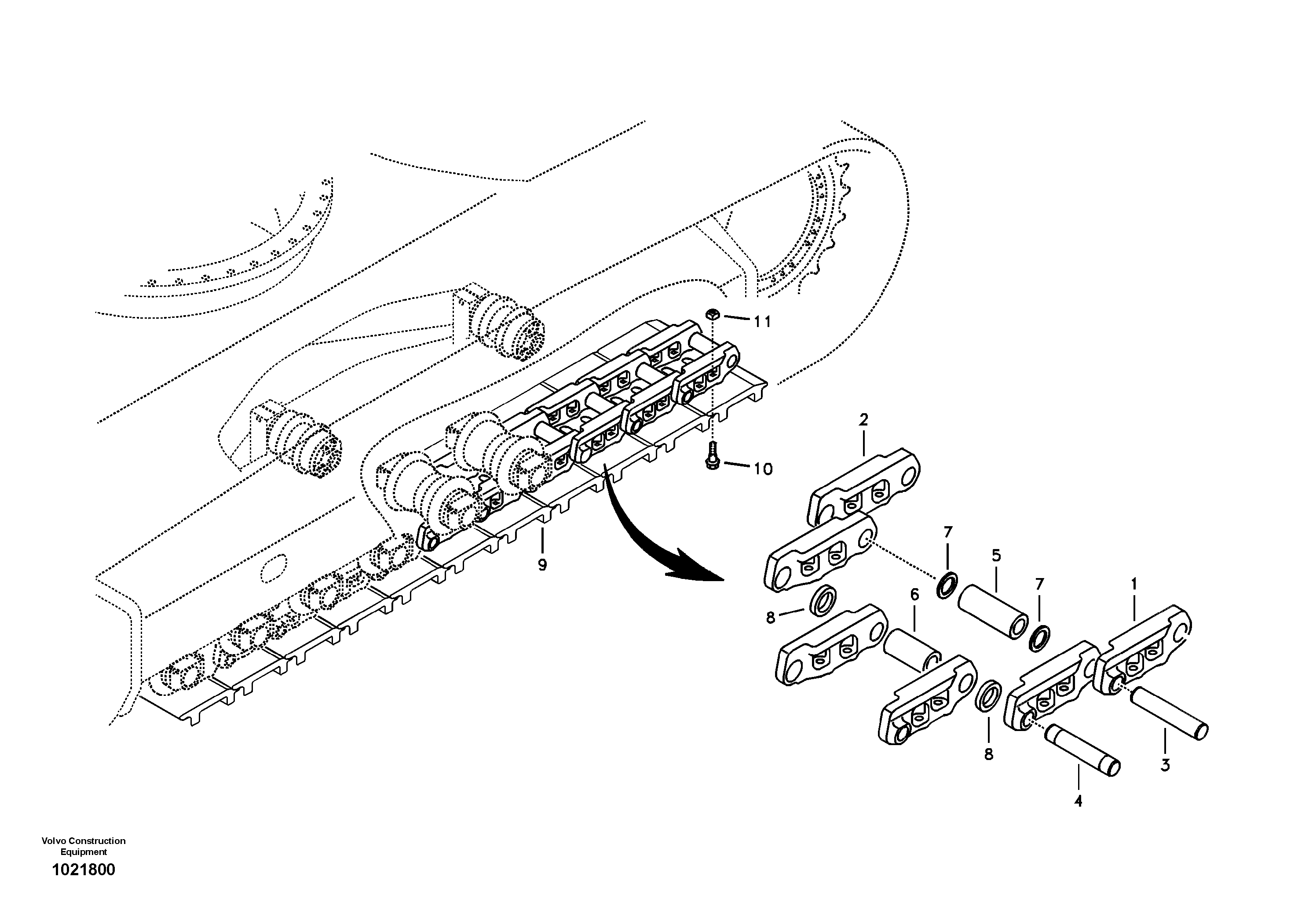 Схема запчастей Volvo EC210B - 106819 Гусеничная цепь EC210B APPENDIX FX FORESTRY VER