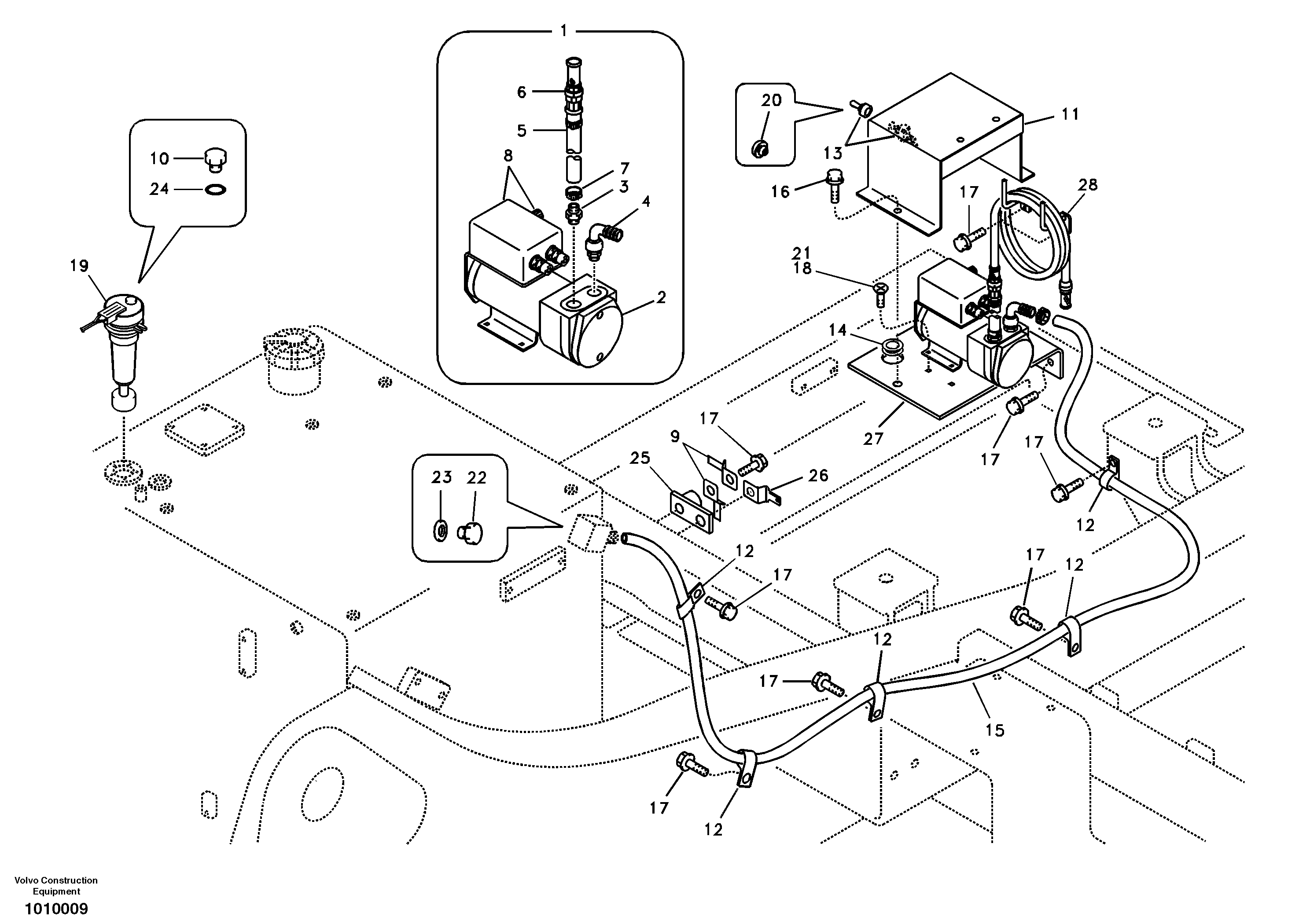 Схема запчастей Volvo EC210B - 99315 Fuel filling pump with assembling details EC210B