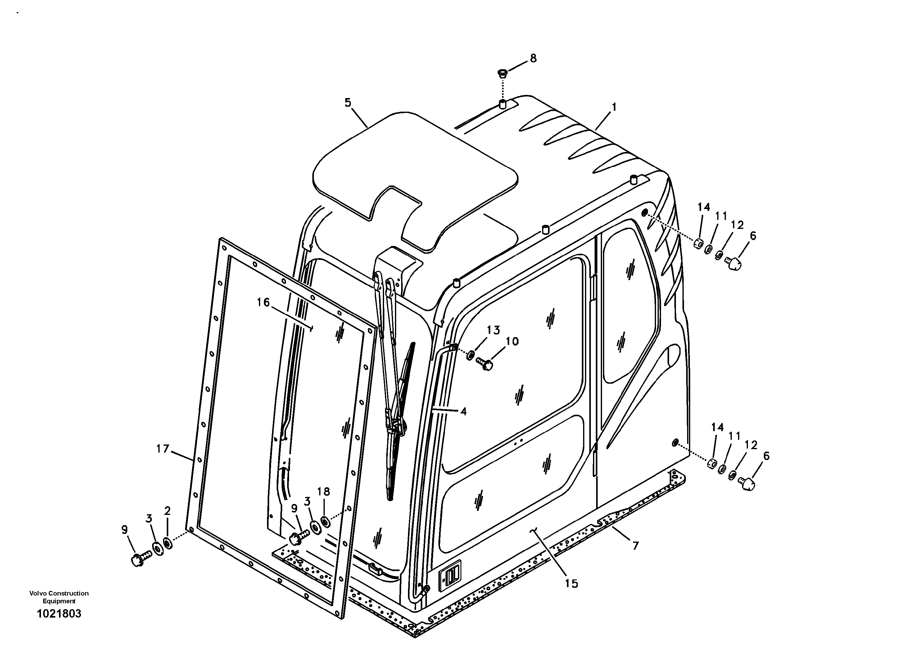 Схема запчастей Volvo EC210B - 14840 Operators cab EC210B APPENDIX FX FORESTRY VER