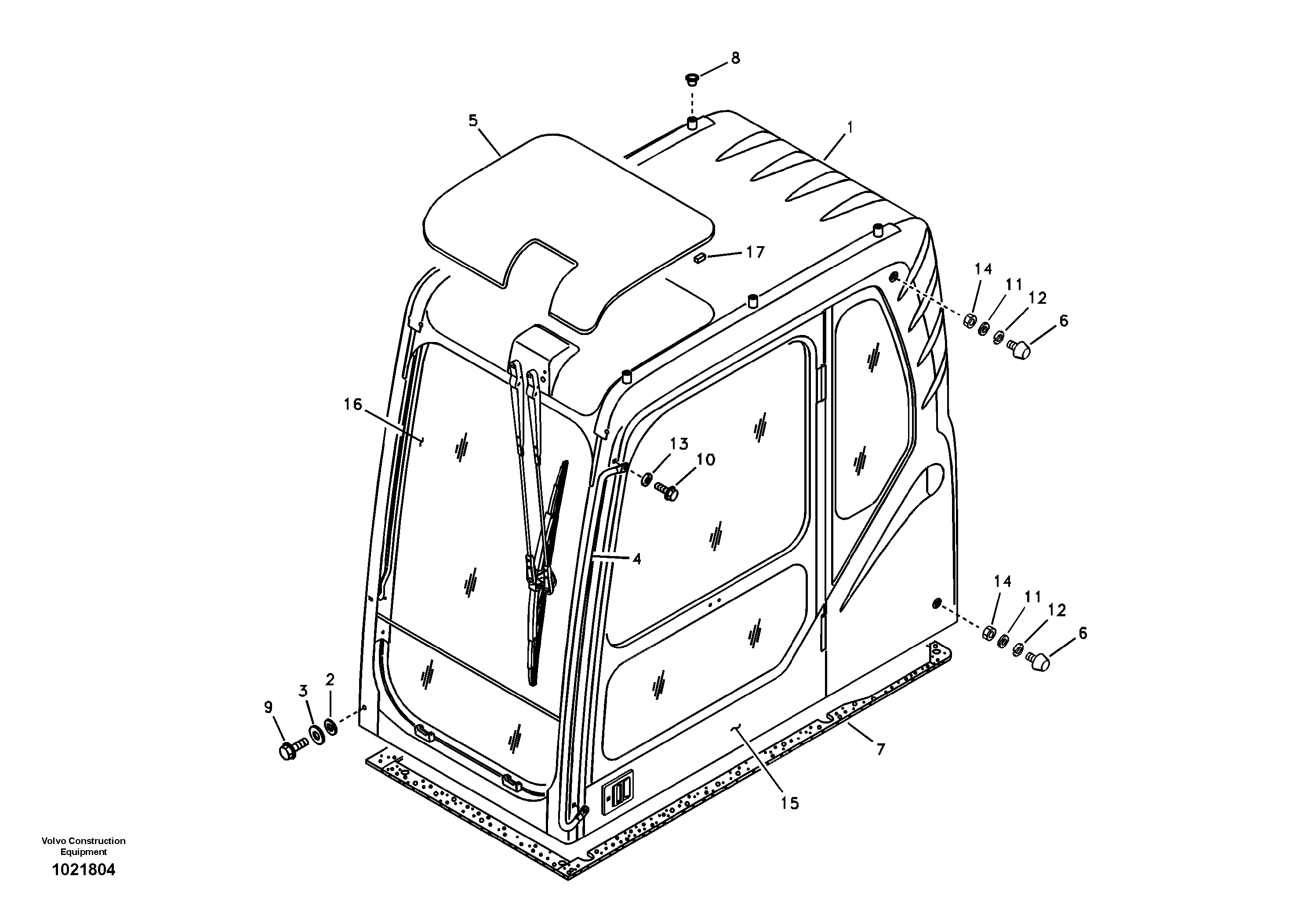 Схема запчастей Volvo EC210B - 15928 Operators cab EC210B APPENDIX FX FORESTRY VER