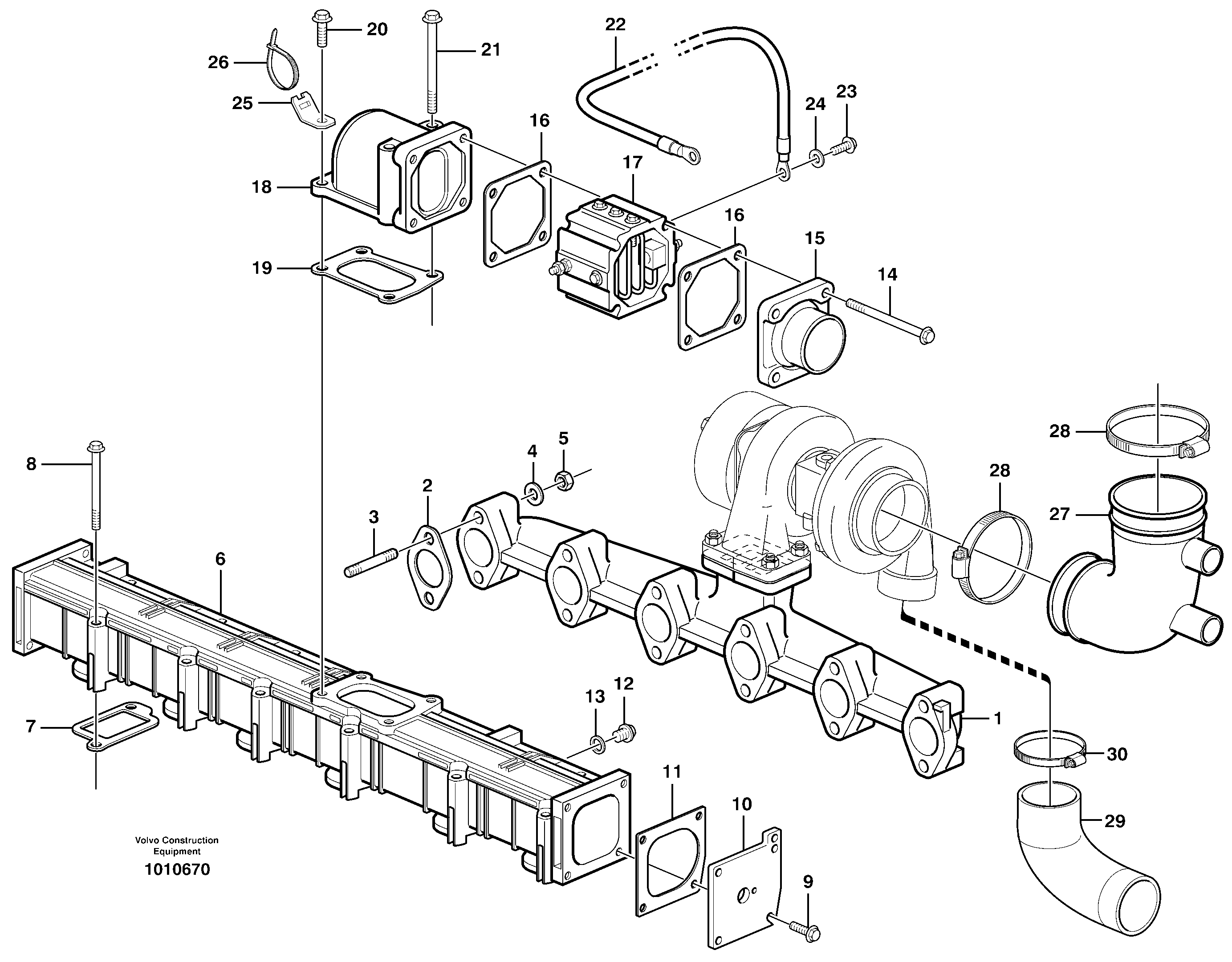 Схема запчастей Volvo EC210B - 95086 Inlet manifold and exhaust manifold EC210B