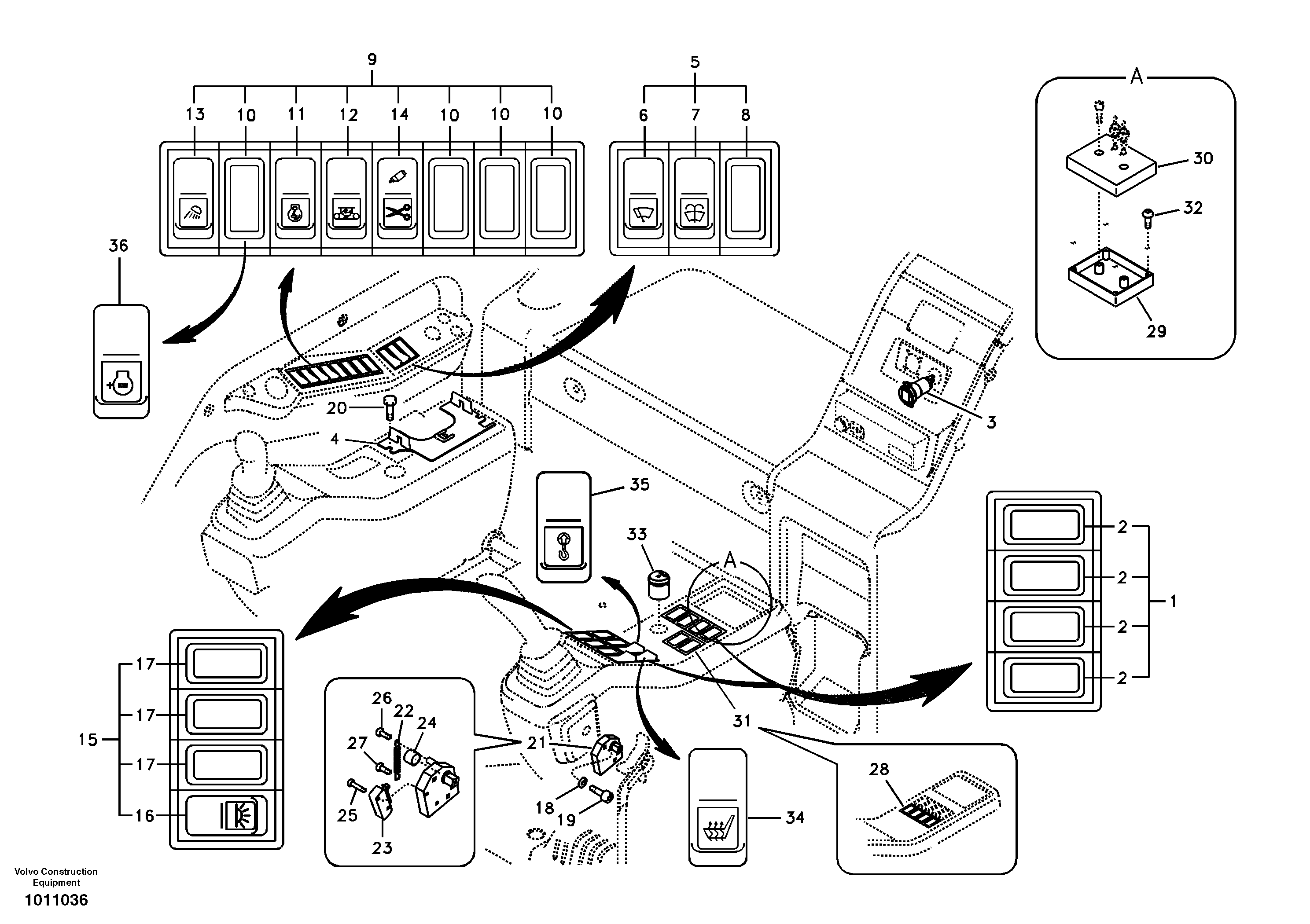 Схема запчастей Volvo EC210B - 62571 Переключатель EC210B